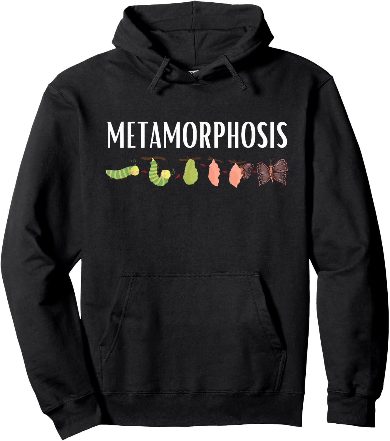 Funny Caterpillar Lifecycle Metamorphosis Monarch Butterfly Hoodie - Hoodie | Black