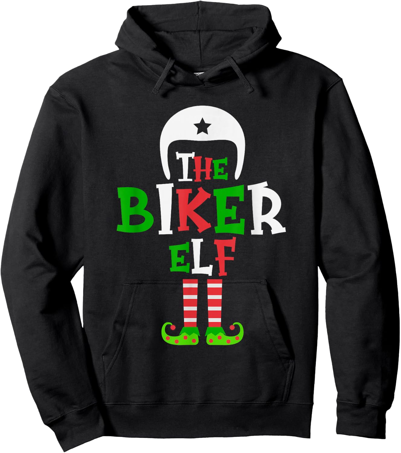 The Biker Elf - Funny Matching Family Group Christmas Hoodie - Hoodie | Black