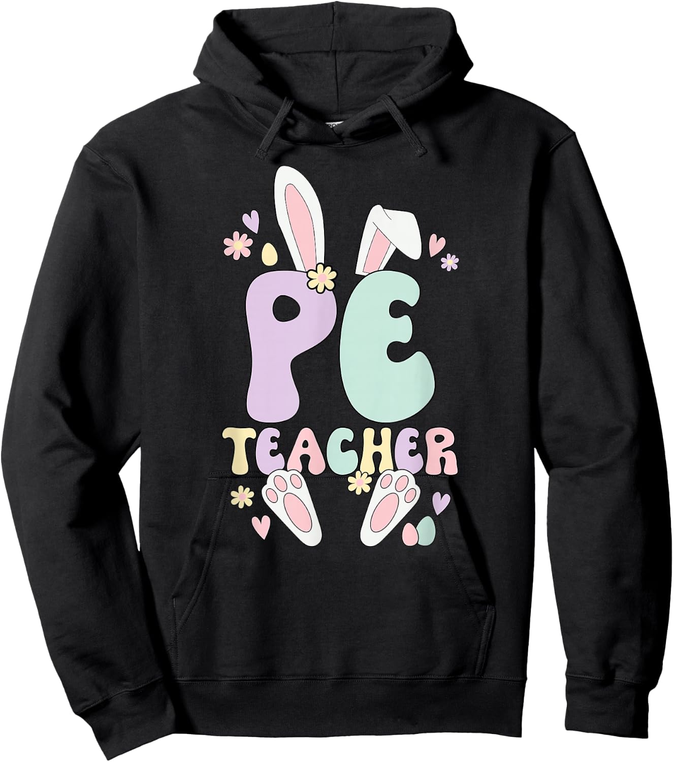 PE Teacher Easter Bunny Physical Education Easter Day Hoodie - Hoodie | Black