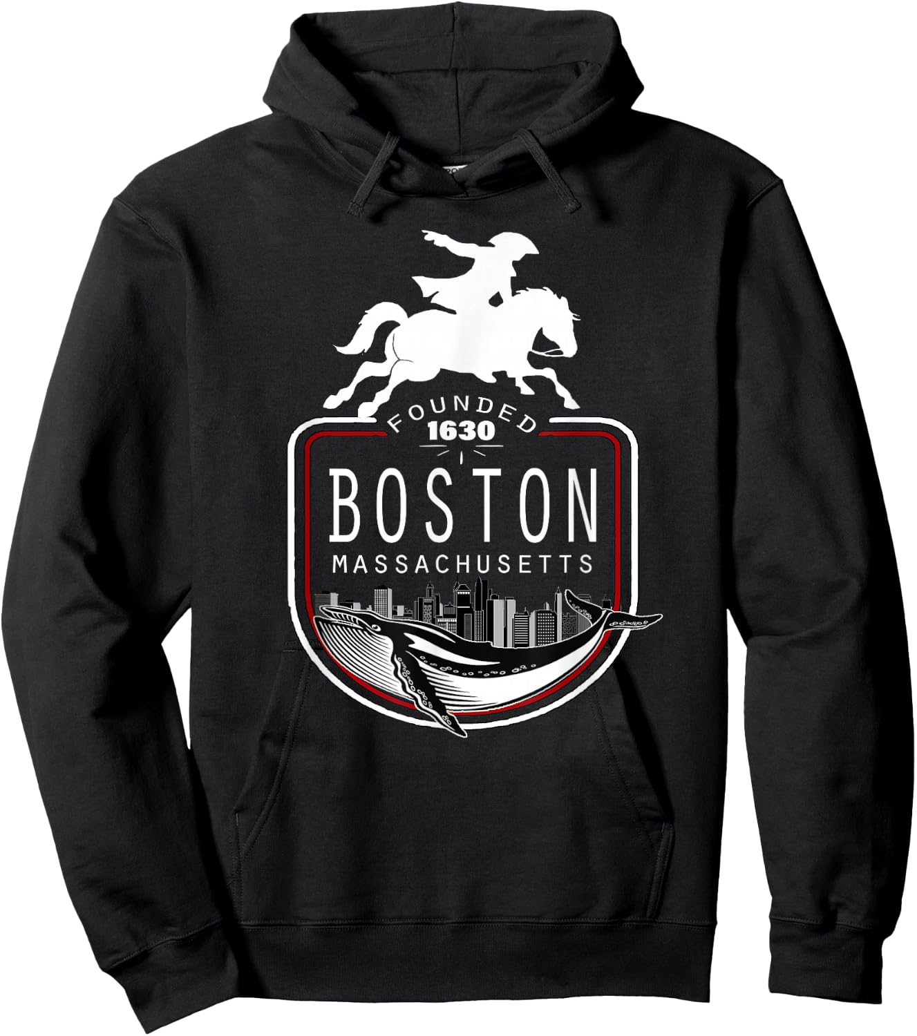 Historical Boston Massachusetts New England Souvenir Hoodie - Hoodie | Black