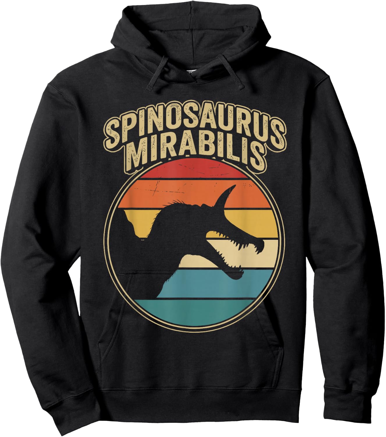 Vintage Spinosaurus Mirabilis Roaring Prehistoric Dinosaur Hoodie - Hoodie | Black