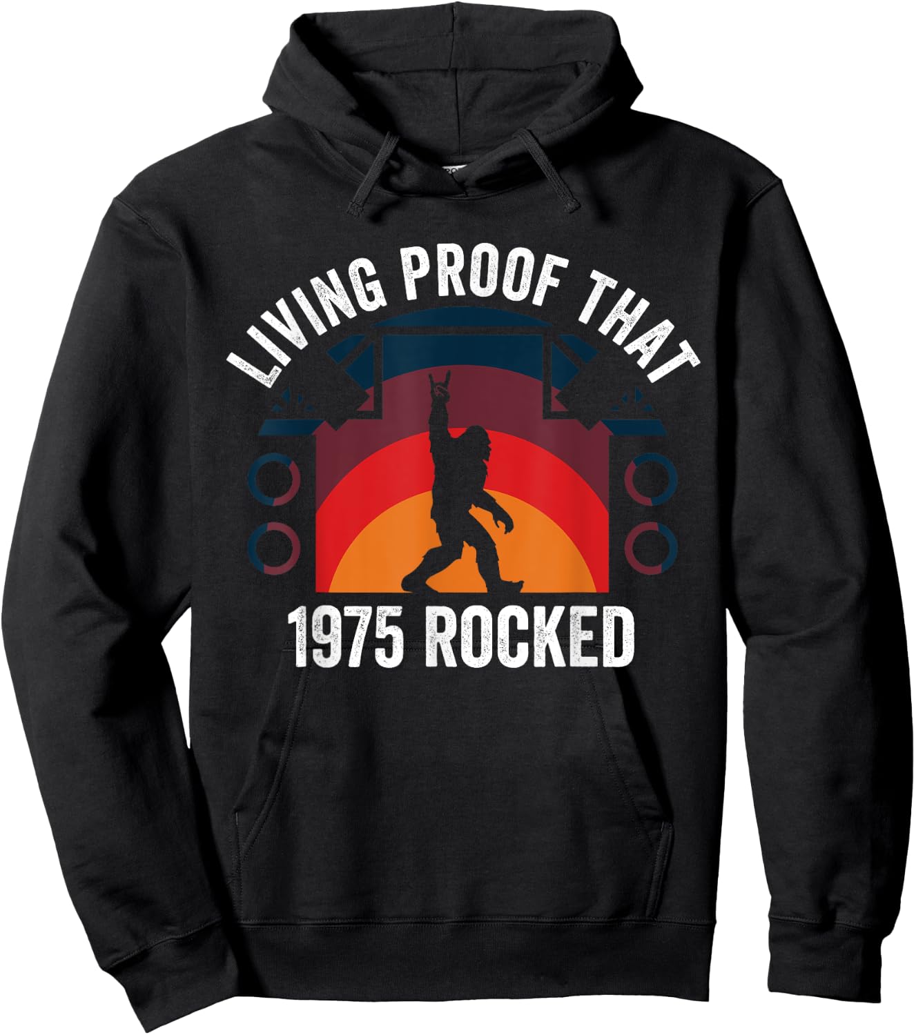 Living Proof That 1975 Rocked Funny Rock And Roll Bigfoot Hoodie - Hoodie | Black