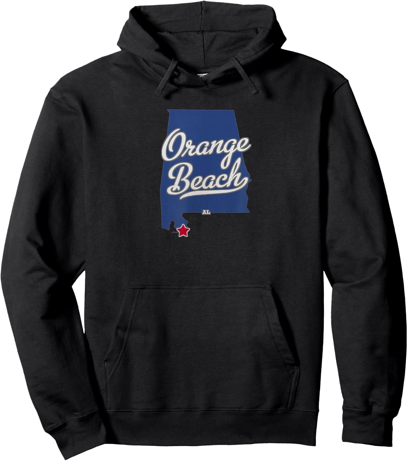 Orange Beach Alabama AL Map Hoodie - Hoodie | Black