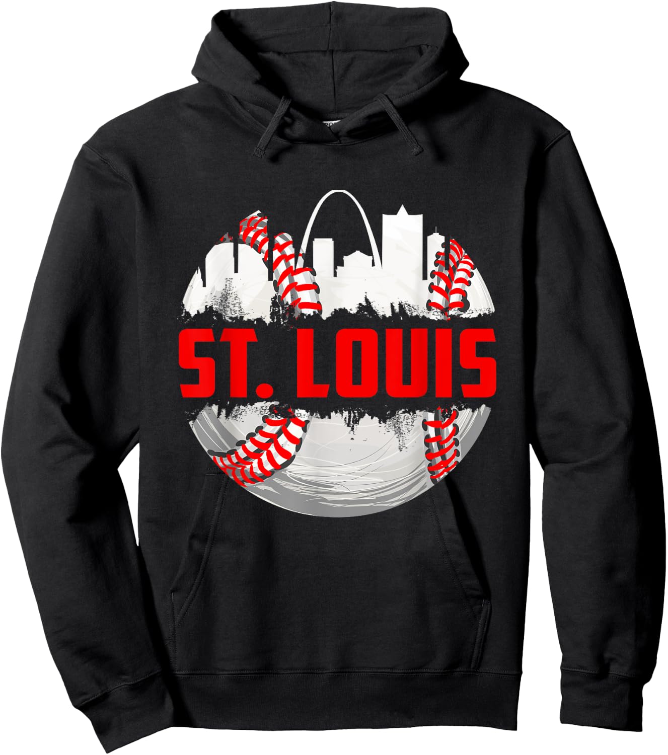 St. Louis Cityscape Vintage Baseball Women Kids Hoodie - Hoodie | Black