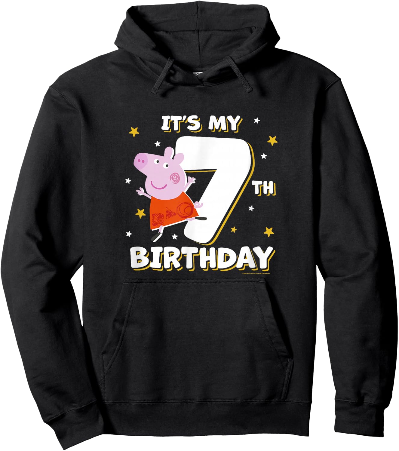 Peppa Pig It's My 7th Birthday Holiday Stars Celebration Hoodie - Hoodie | Black