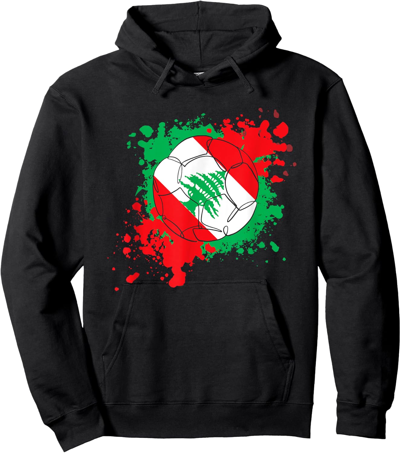 Soccer Ball With The Flag Of Lebanon Hoodie - Hoodie | Black