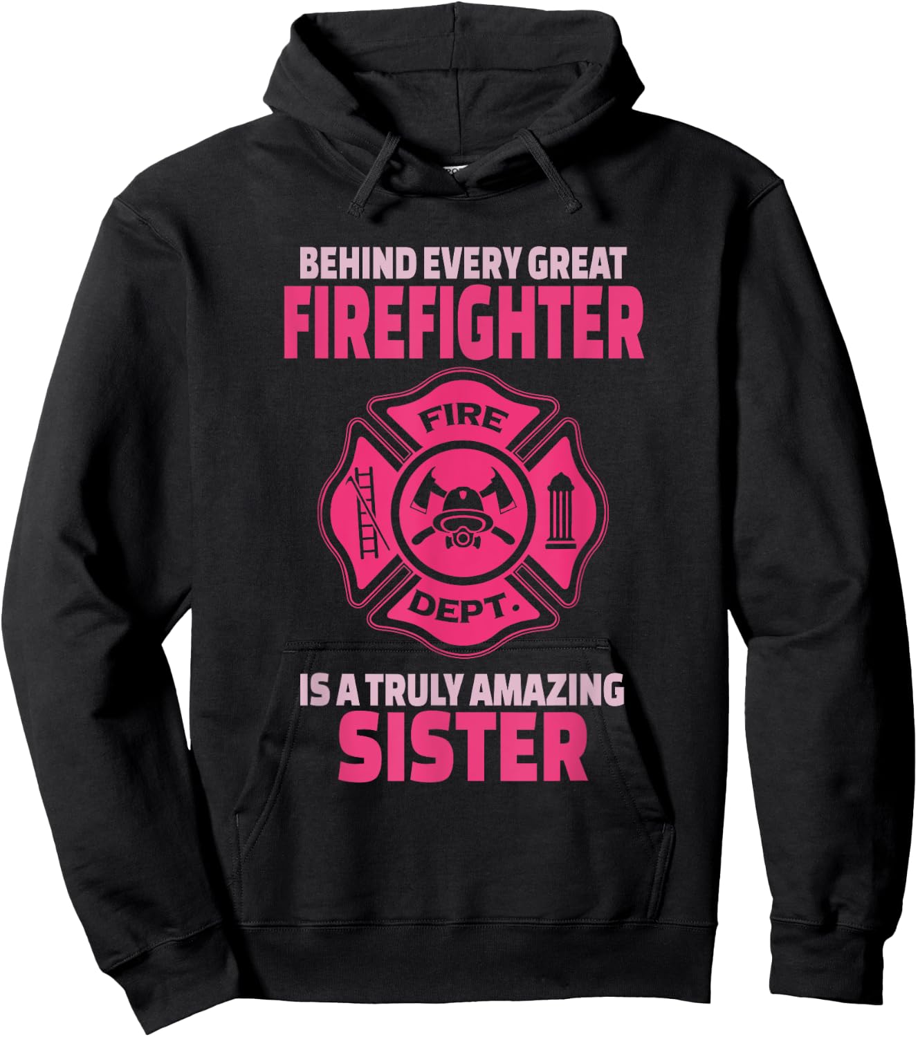 Firefighter Sister - Support Brother Sister Hoodie - Hoodie | Black