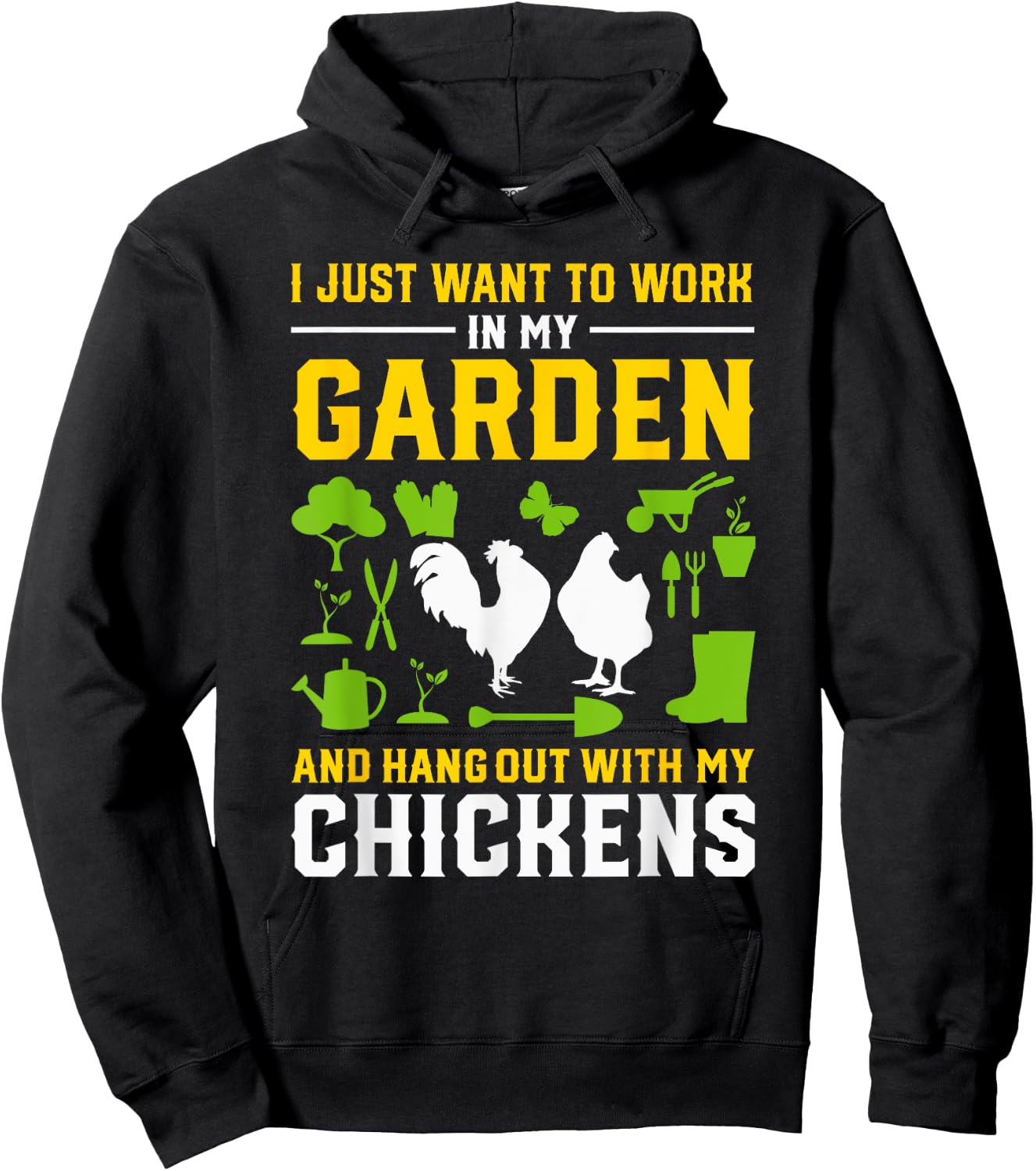 Funny Chicken Owner Gardening Lover Homestead Gardener Joke Hoodie - Hoodie | Black