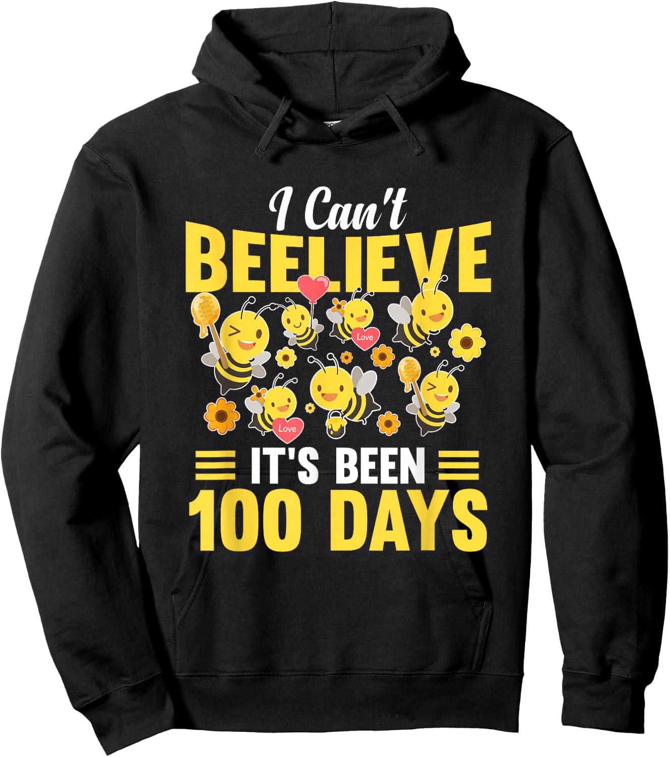 100th Day Of School 100 Days Smarter Learn Boys Girls Bees Hoodie - Hoodie | Black