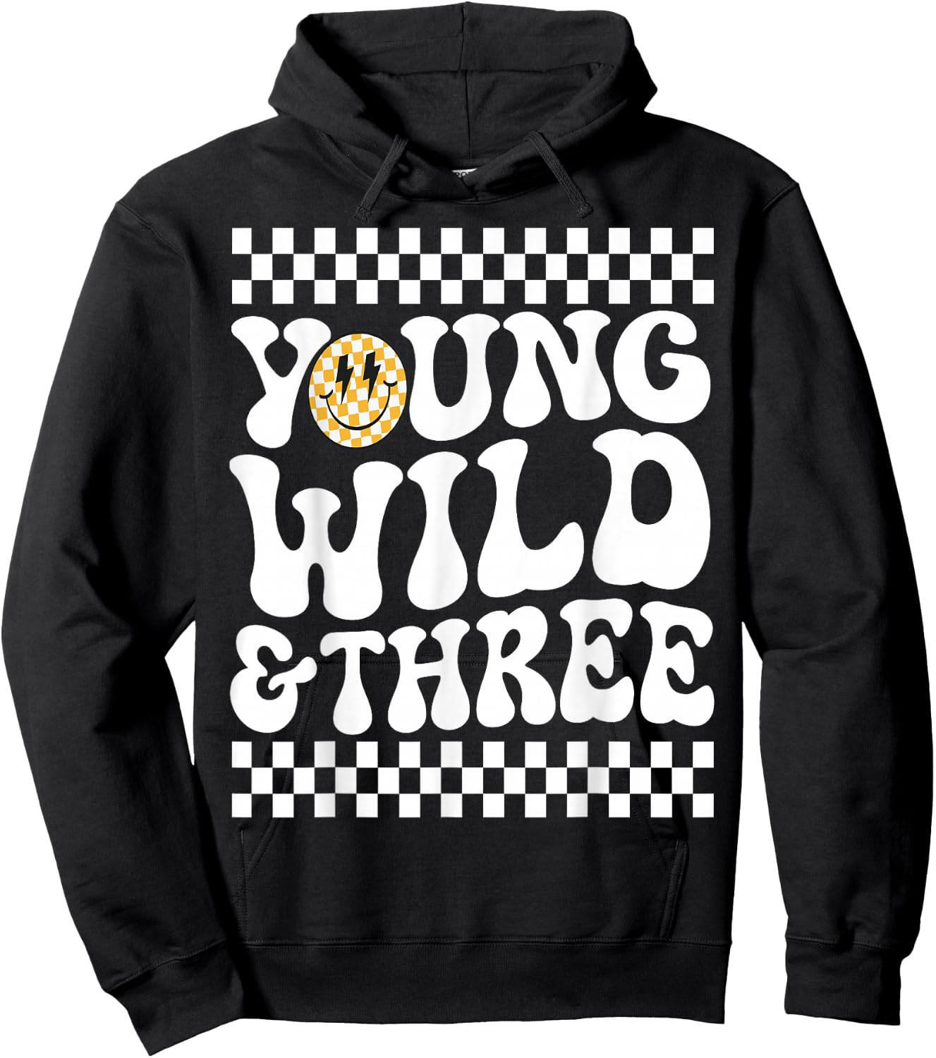 Kids Young Wild and Three 3rd Birthday Boy Happy Dude Hoodie - Hoodie | Black