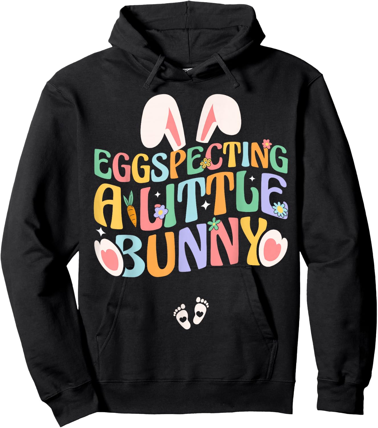 Easter Pregnancy Announcement Eggspecting A Little Bunny Hoodie - Hoodie | Black