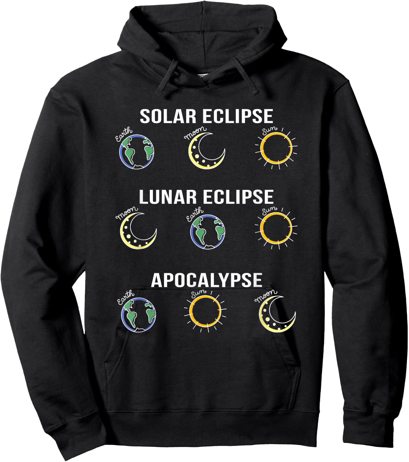 Solar Eclipse Moon Eclipse Apocalypse Astronomy Funny Hoodie - Hoodie | Black