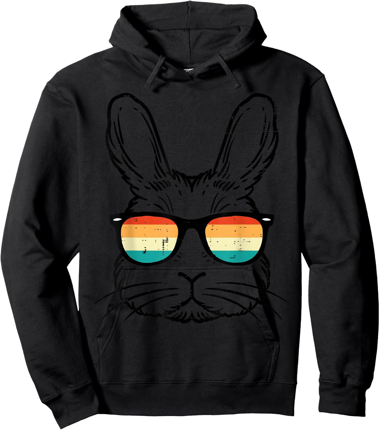 Easter Bunny Face Sunglasses Retro Rabbit Men Boy Kids Youth Hoodie - Hoodie | Black