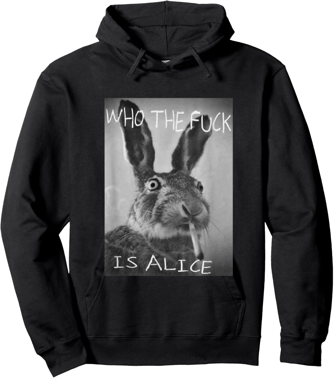 #snirt - Funny with rabbit on who is Alice? Hoodie - Hoodie | Black