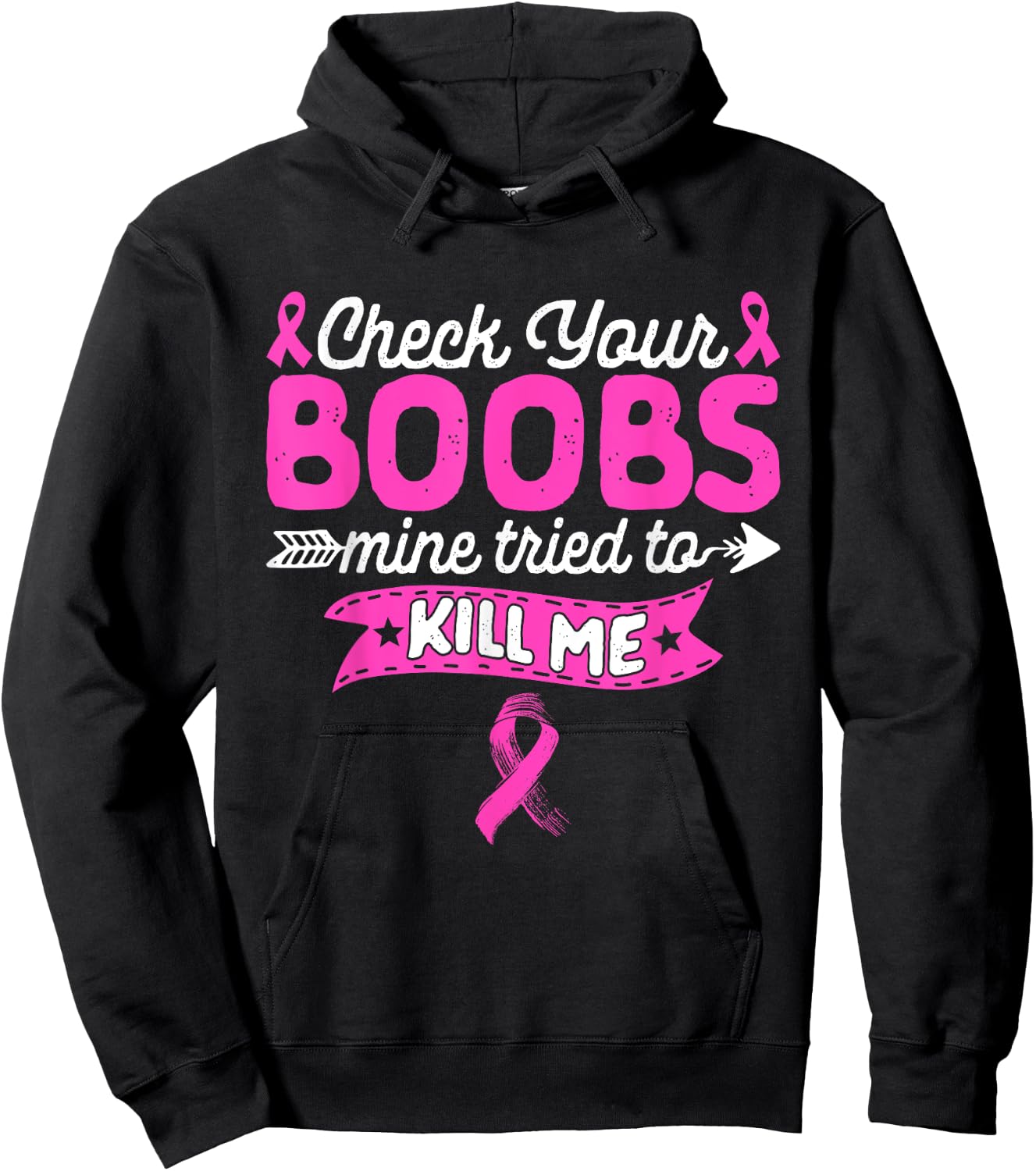 Check Your Boobs Breast Cancer Survivor Women Fighter Hoodie - Hoodie | Black