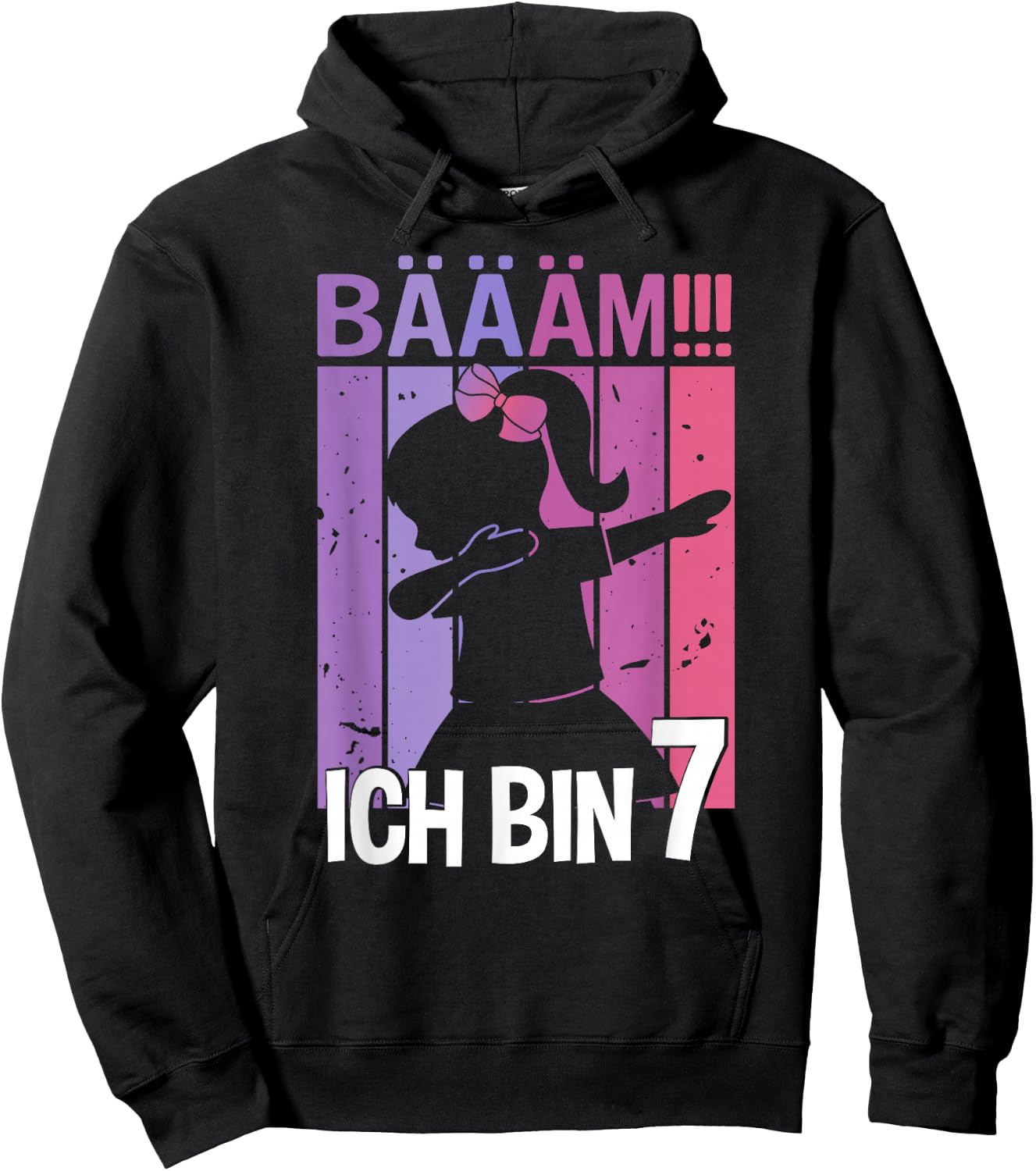 Girls' with German Text "Ich bin 7 Jahre Dab" [German Language], black Hoodie - Hoodie | Black