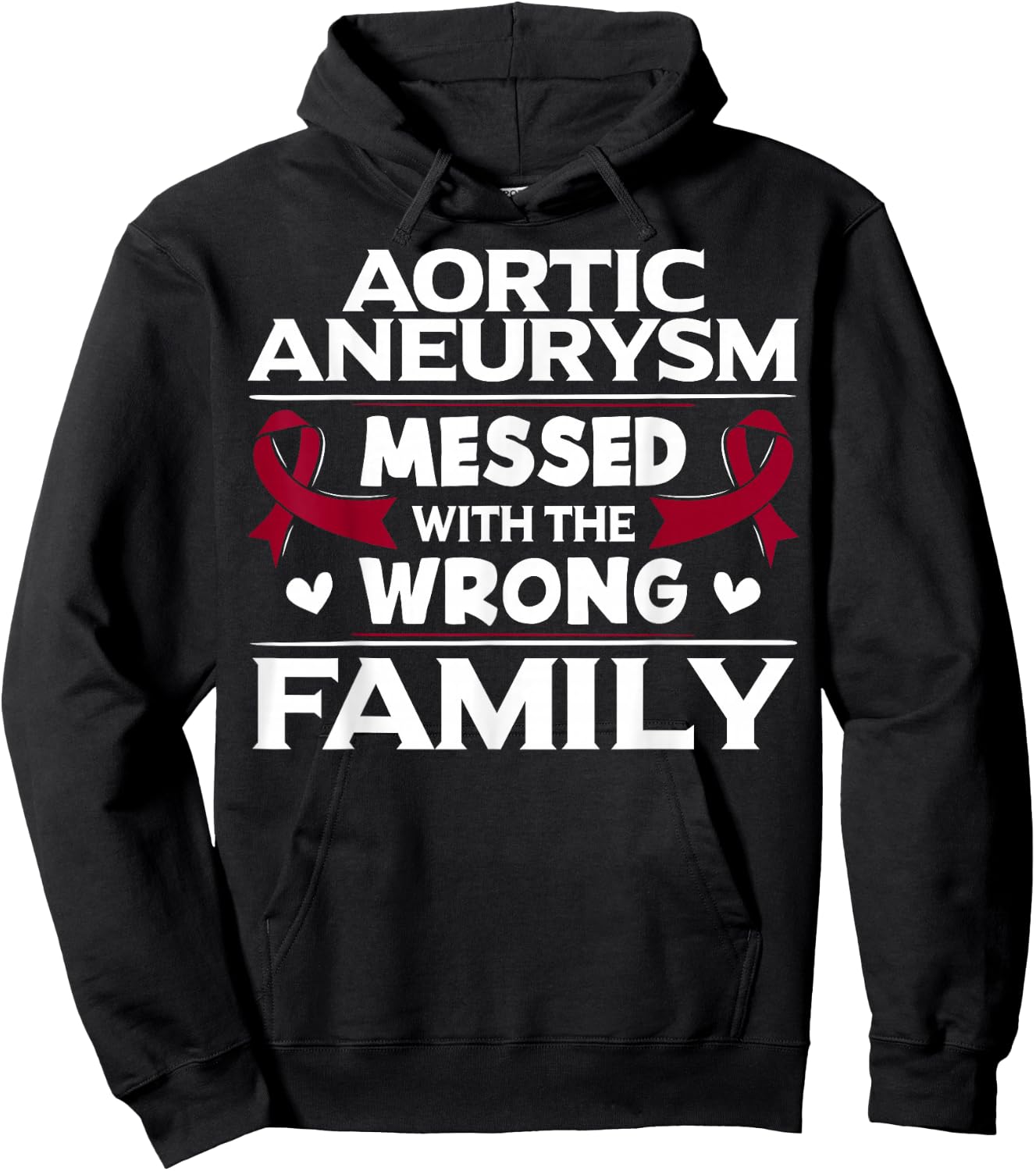 Aortic Aneurysm Gift Burgundy Awareness Ribbon Hoodie - Hoodie | Black