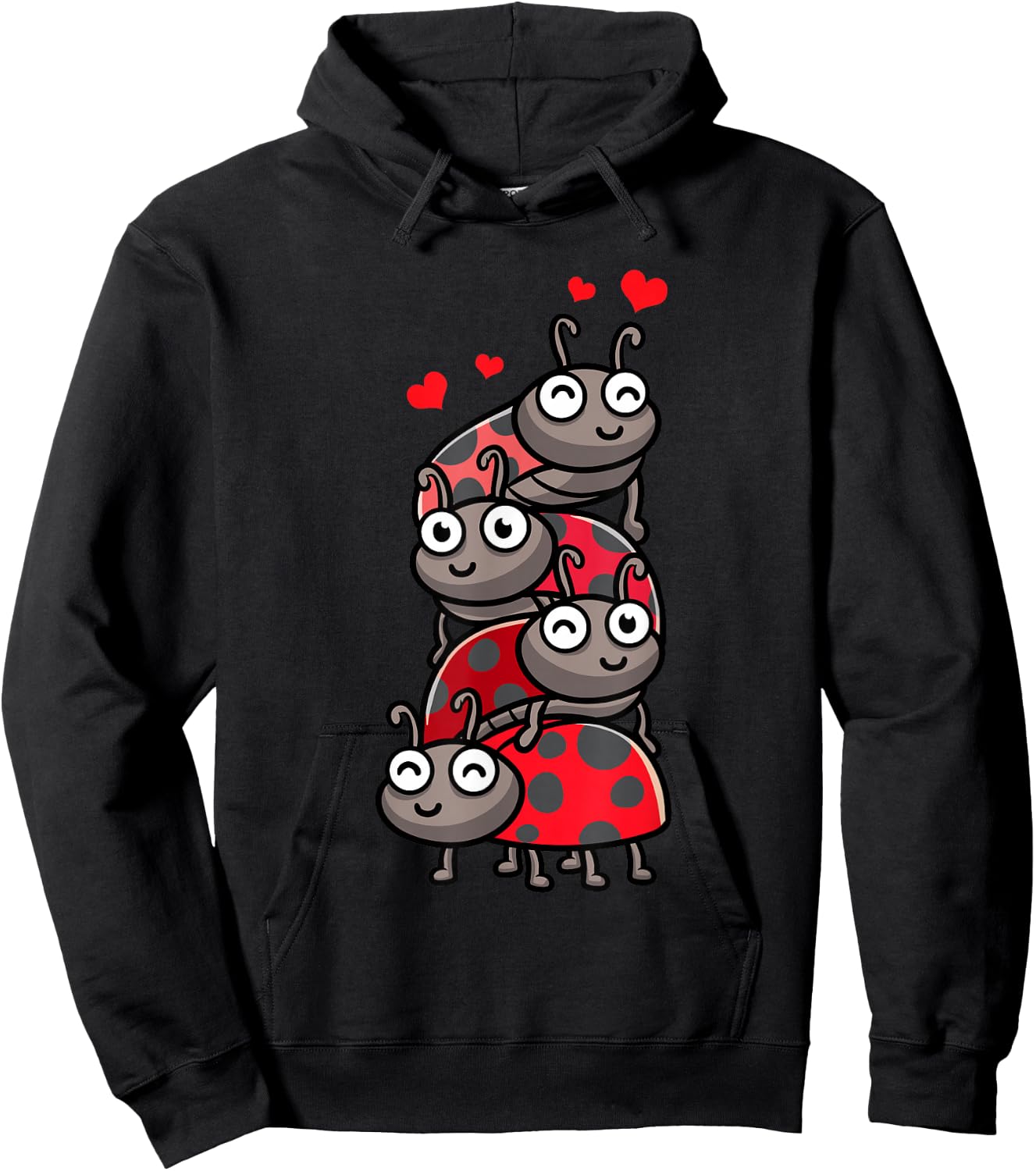 Ladybug with Hearts Bug Lover Small Hoodie - Hoodie | Black