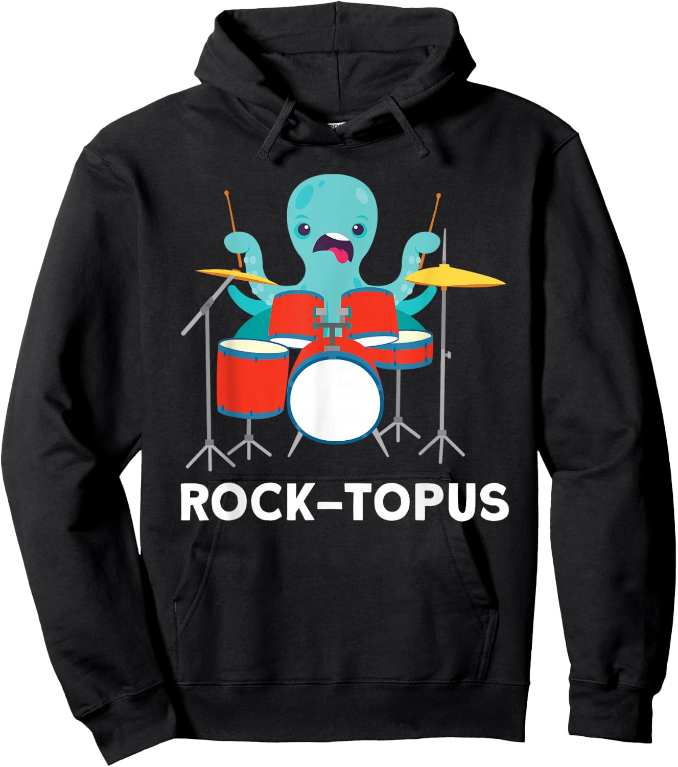 Octopus playing Drums Cool Rock Band Drummer Hoodie - Hoodie | Black
