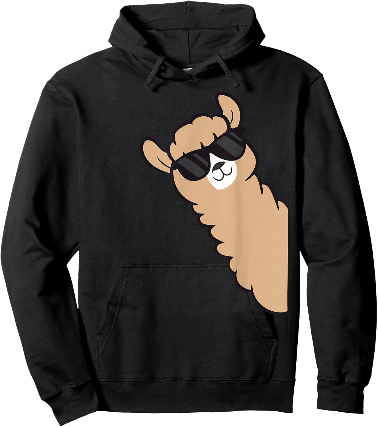 Alpaca Peeking From Side Llama Cool Alpaca Hoodie - Hoodie | Black