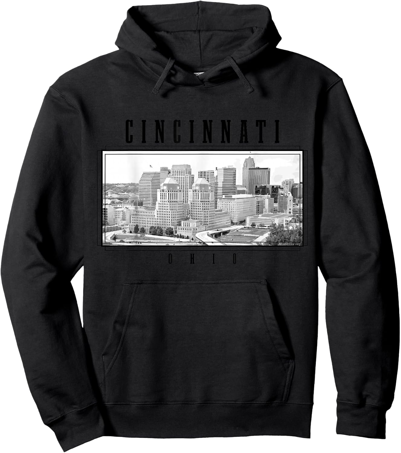 Cincinnati Ohio Vintage Skyline USA America Souvenir Hoodie - Hoodie | Black