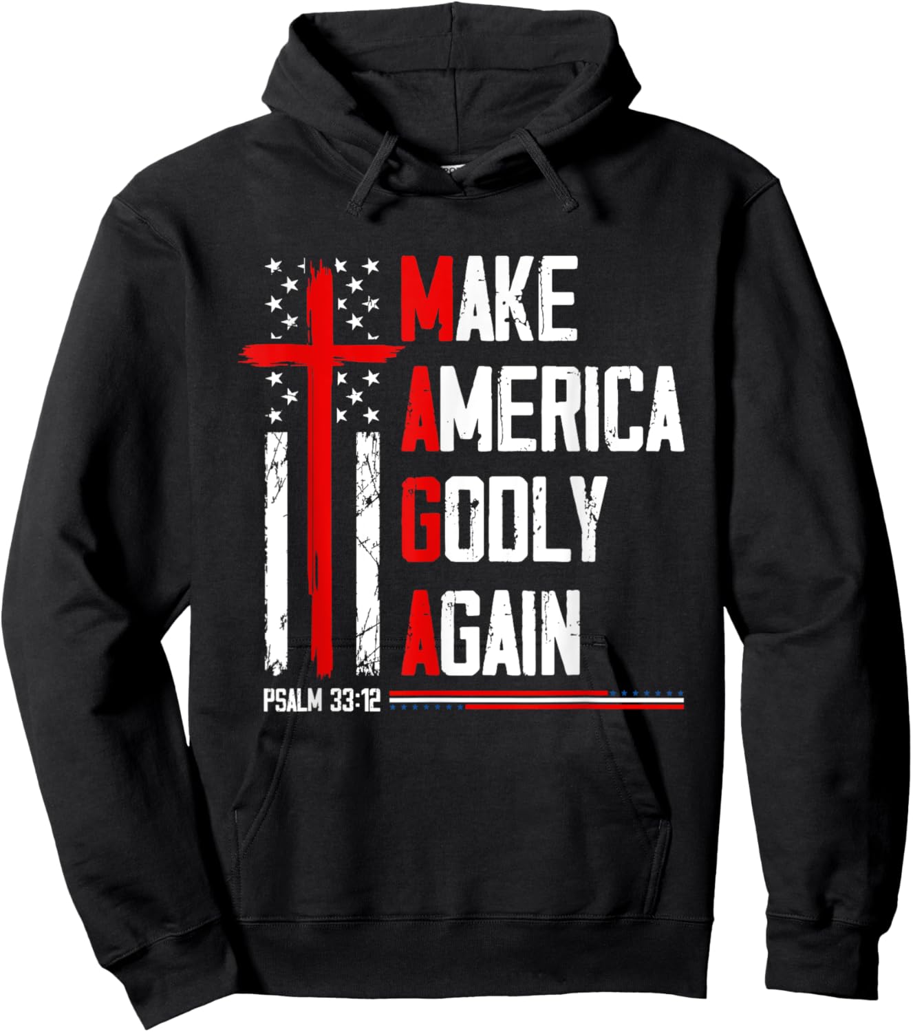Jesus Make America Godly Again Psalm 33 12 Patriot Christian Hoodie - Hoodie | Black