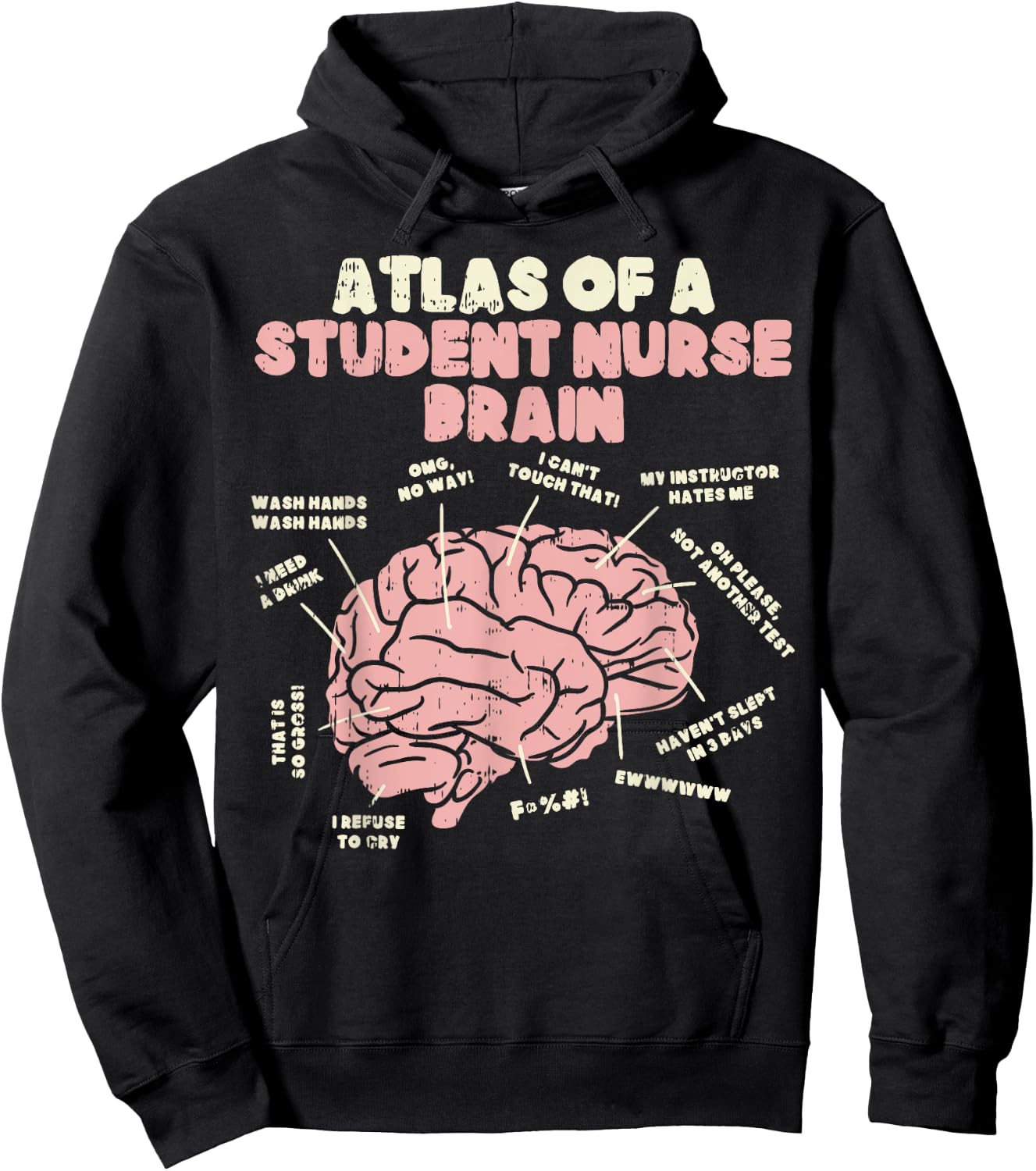 Atlas Of Student Nurse Brain Funny Nursing School Women Gift Hoodie - Hoodie | Black