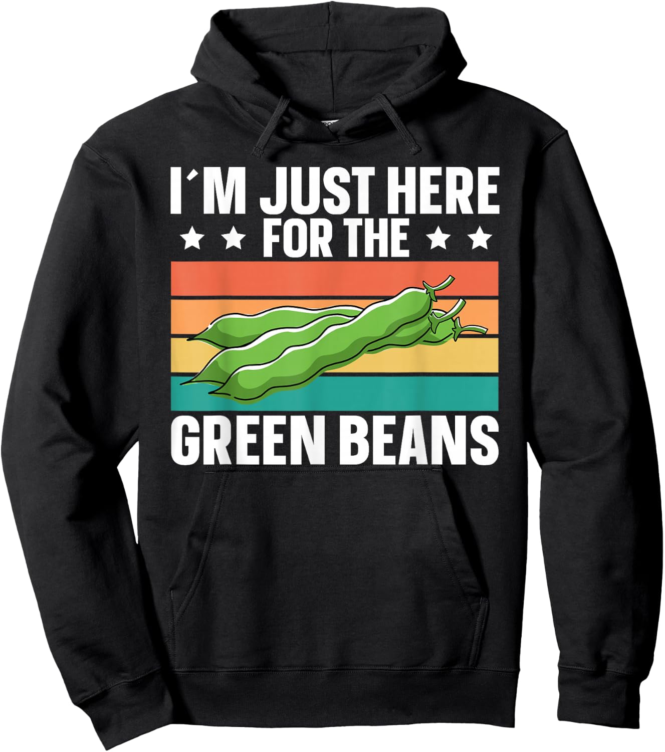 Green Bean Just Here For Green Beans Retro Hoodie - Hoodie | Black