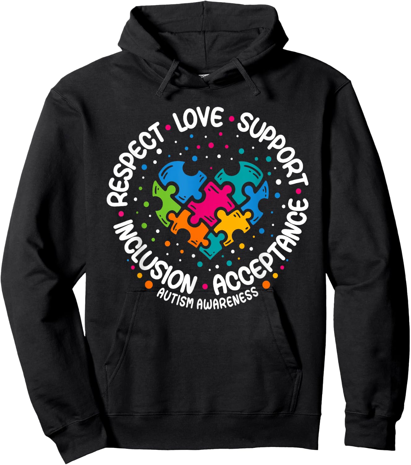 Autism Awareness Respect Love Support Blue Autism Hoodie - Hoodie | Black