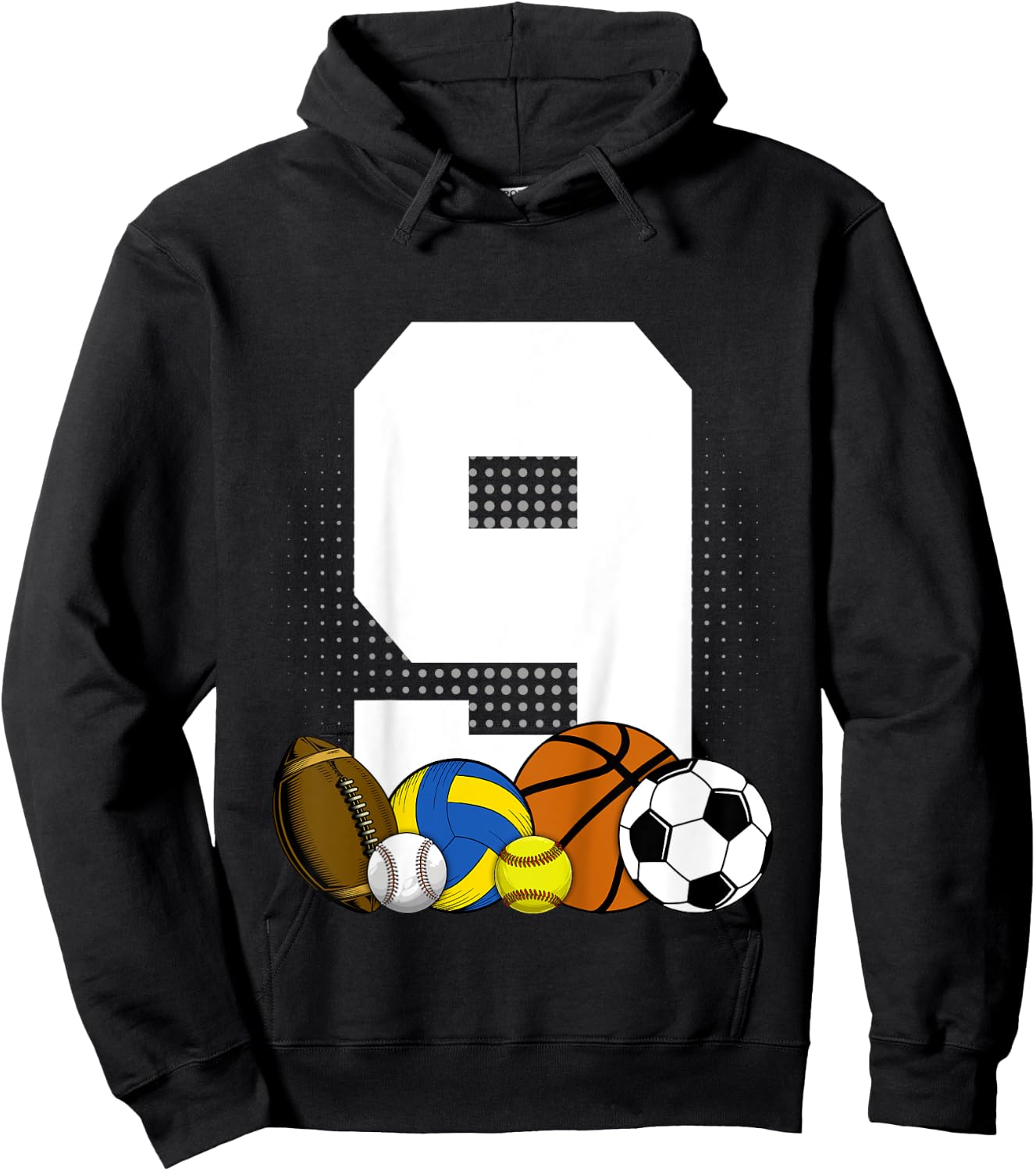 Kids 9 years Birthday Sports Kids Boys 9th Birthday Baller Hoodie - Hoodie | Black