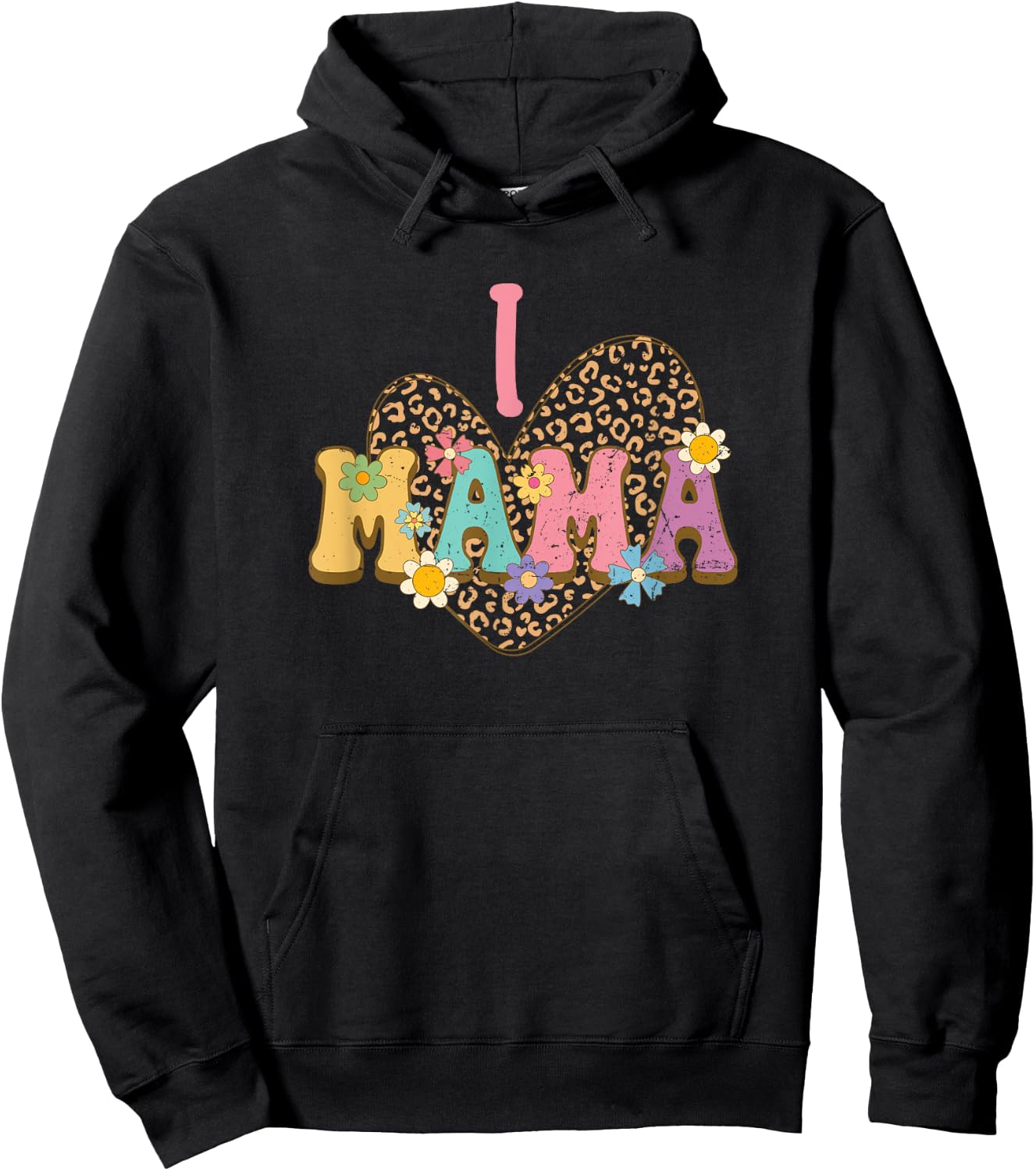 I Love Mama Leopard - My First Mother's Day Flower Hoodie - Hoodie | Black