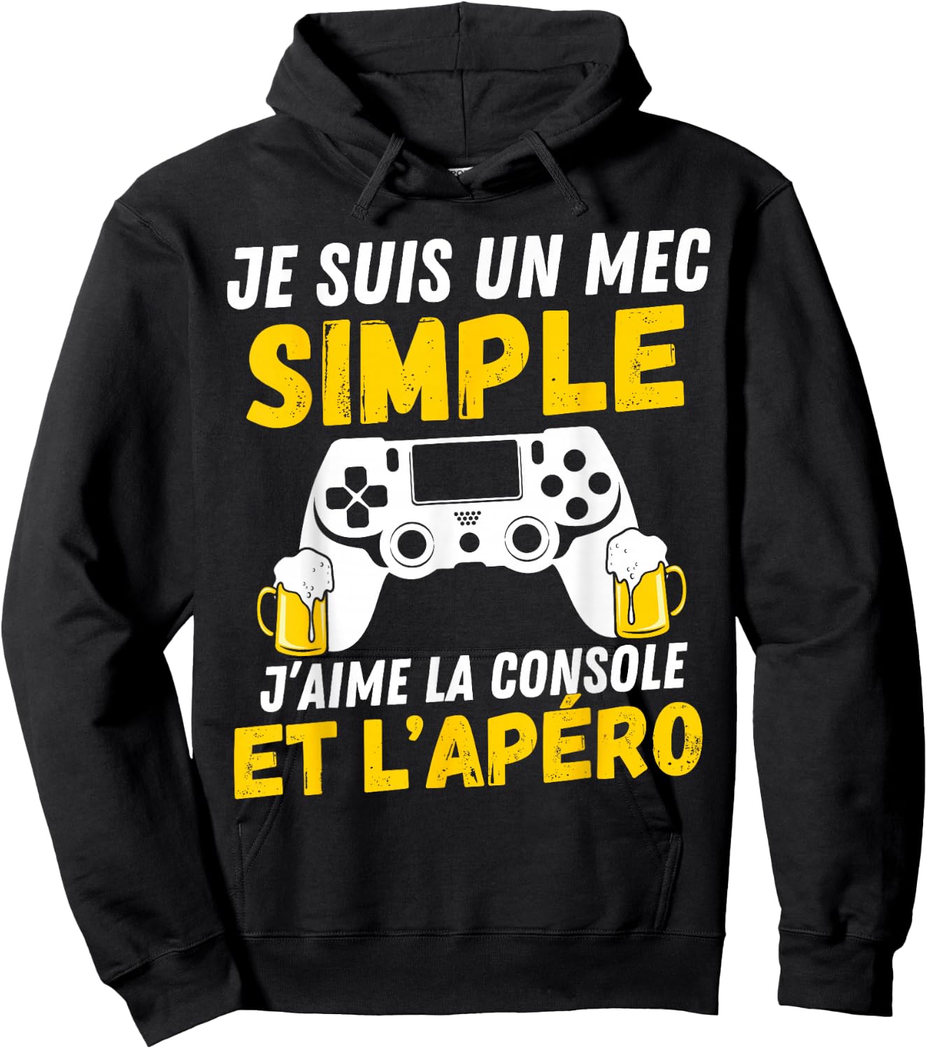 Simple guy i love aperitif and console funny teen video gamer , Black, S Hoodie - Hoodie | Black