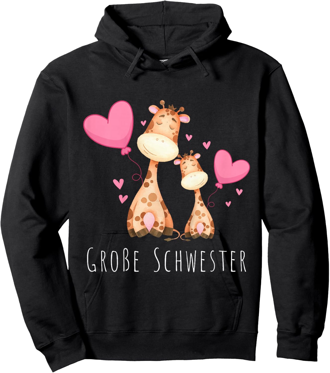 Kinder Große Schwester Giraffe Hoodie - Hoodie | Black