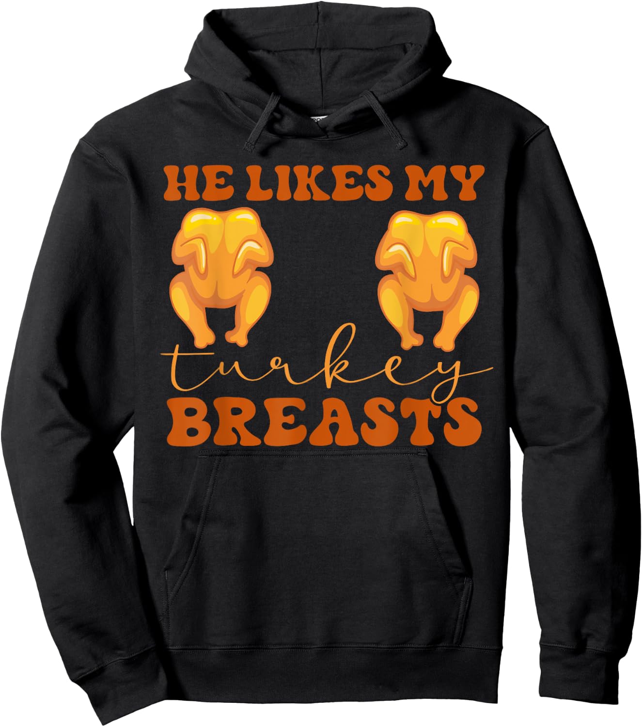 He Likes My Turkey Breasts Thanksgiving Couples Matching Hoodie - Hoodie | Black