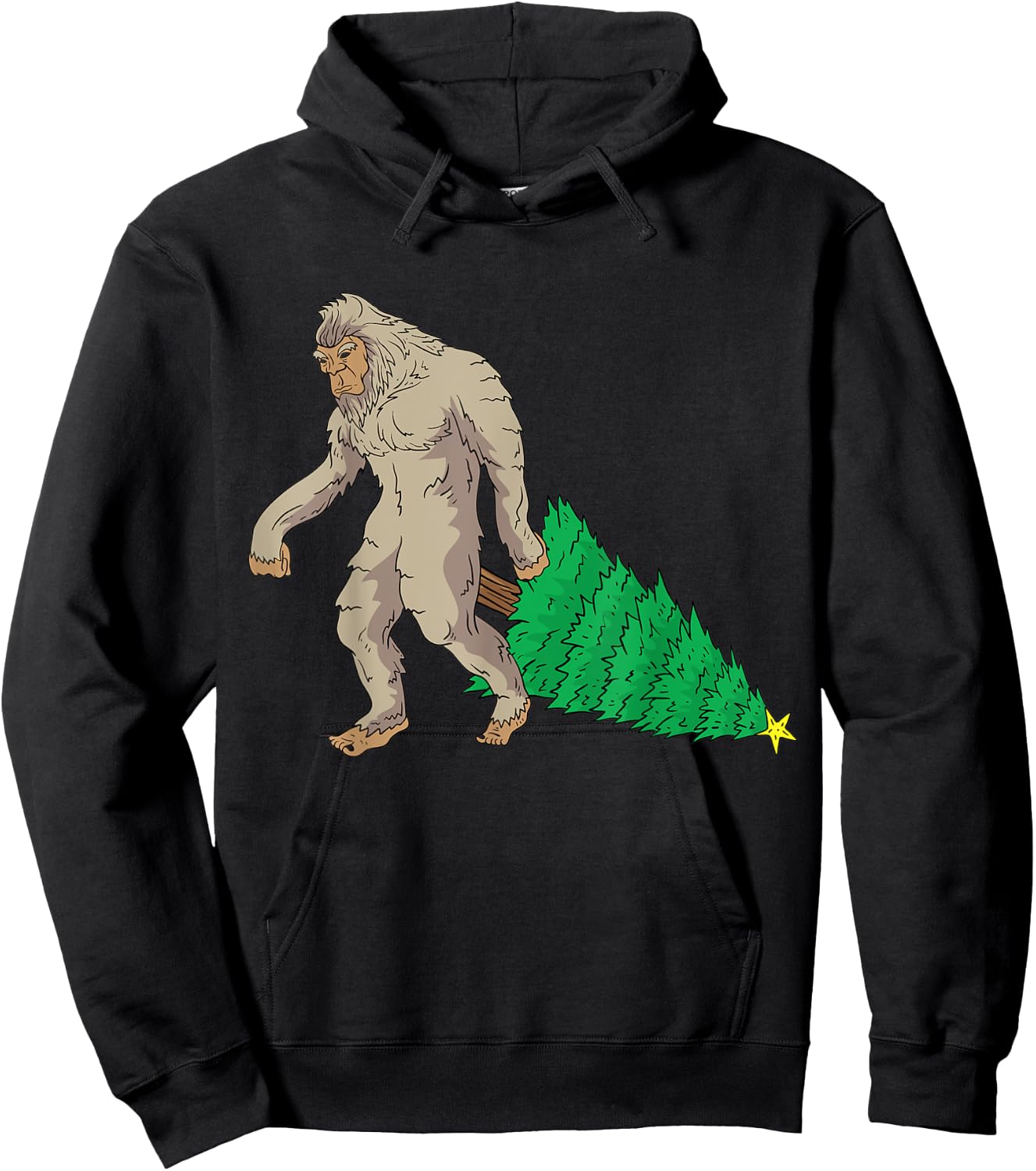Bigfoot Santa Claus Hat Sasquatch Christmas Tree Funny Gift Hoodie - Hoodie | Black