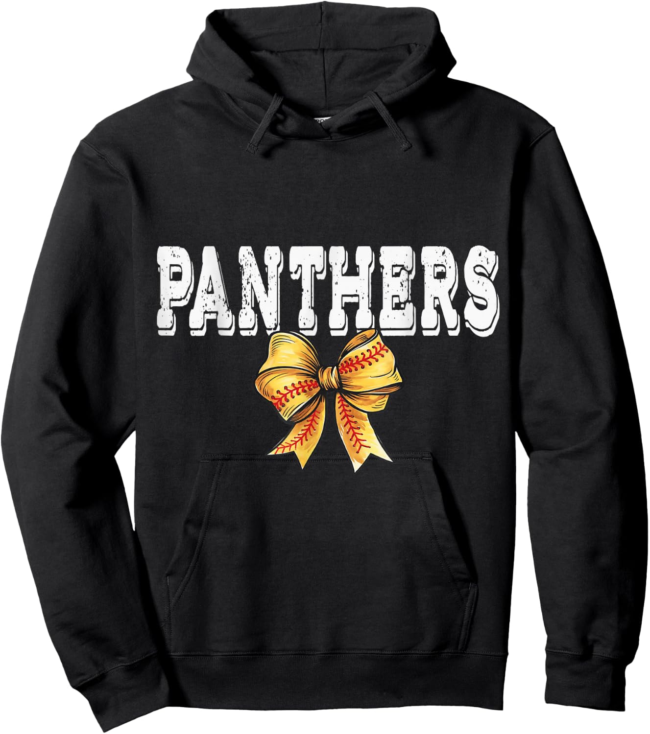Coquette PANTHER Softball School Game Day Mascot Bow Hoodie - Hoodie | Black
