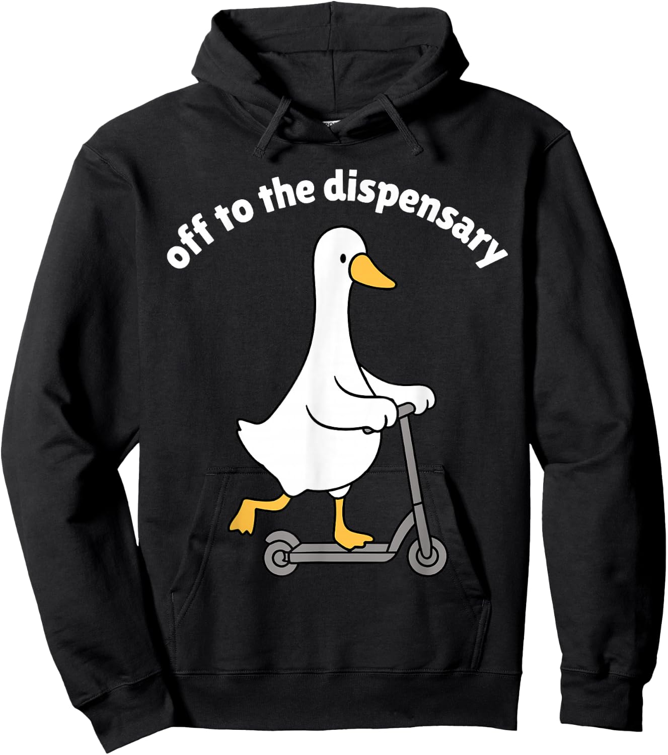 Off to The Dispensary Goose Funny Scooter Riding Duck Meme Hoodie - Hoodie | Black