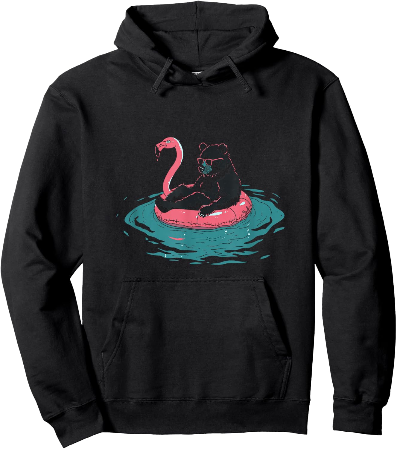 Summer Splash Flamingo Float Gay Bear Hoodie - Hoodie | Black