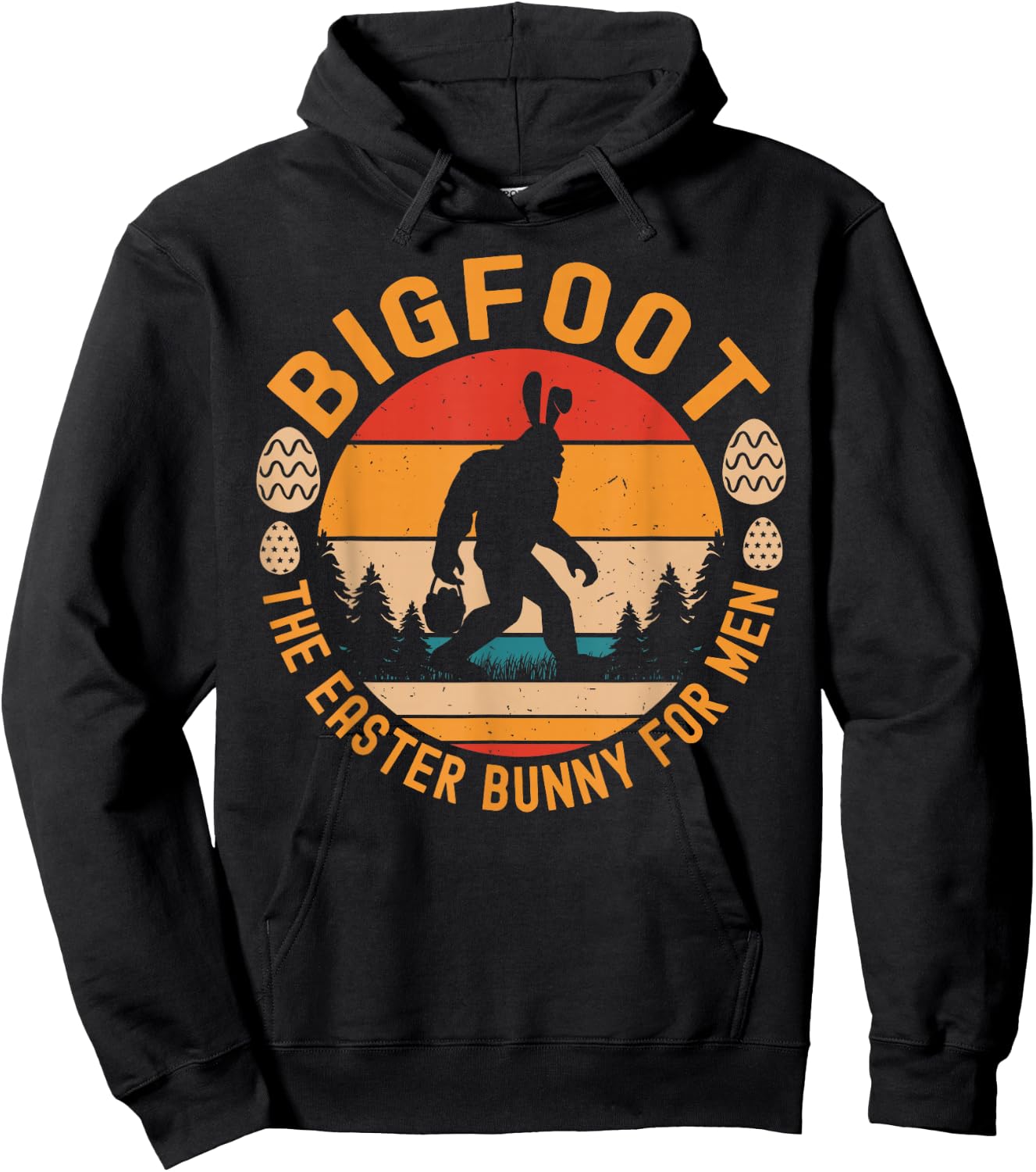 Bigfoot The Easter Bunny Funny Sasquatch Easter Small Hoodie - Hoodie | Black