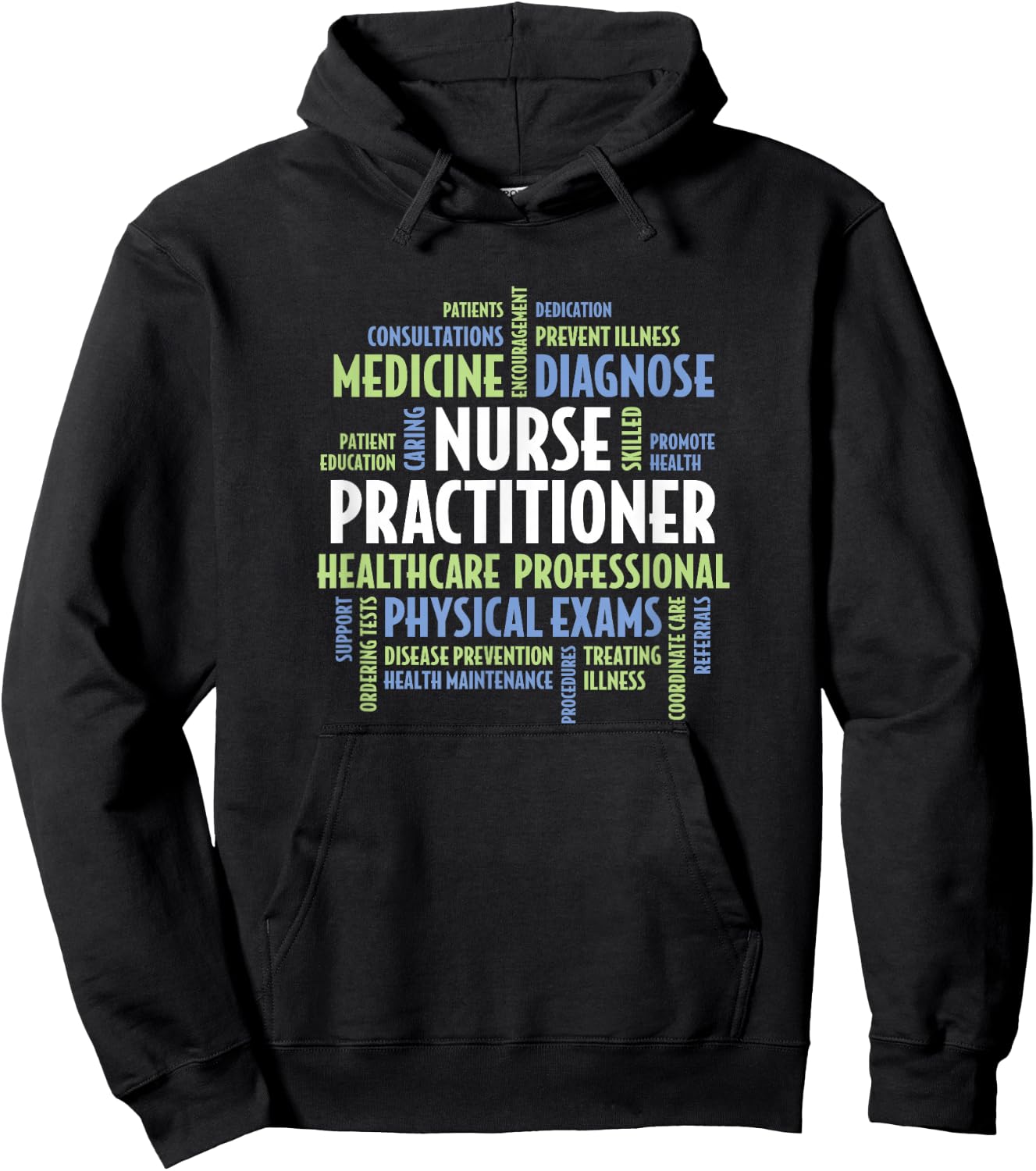 Nurse Practitioner NP Word Cloud Hoodie - Hoodie | Black