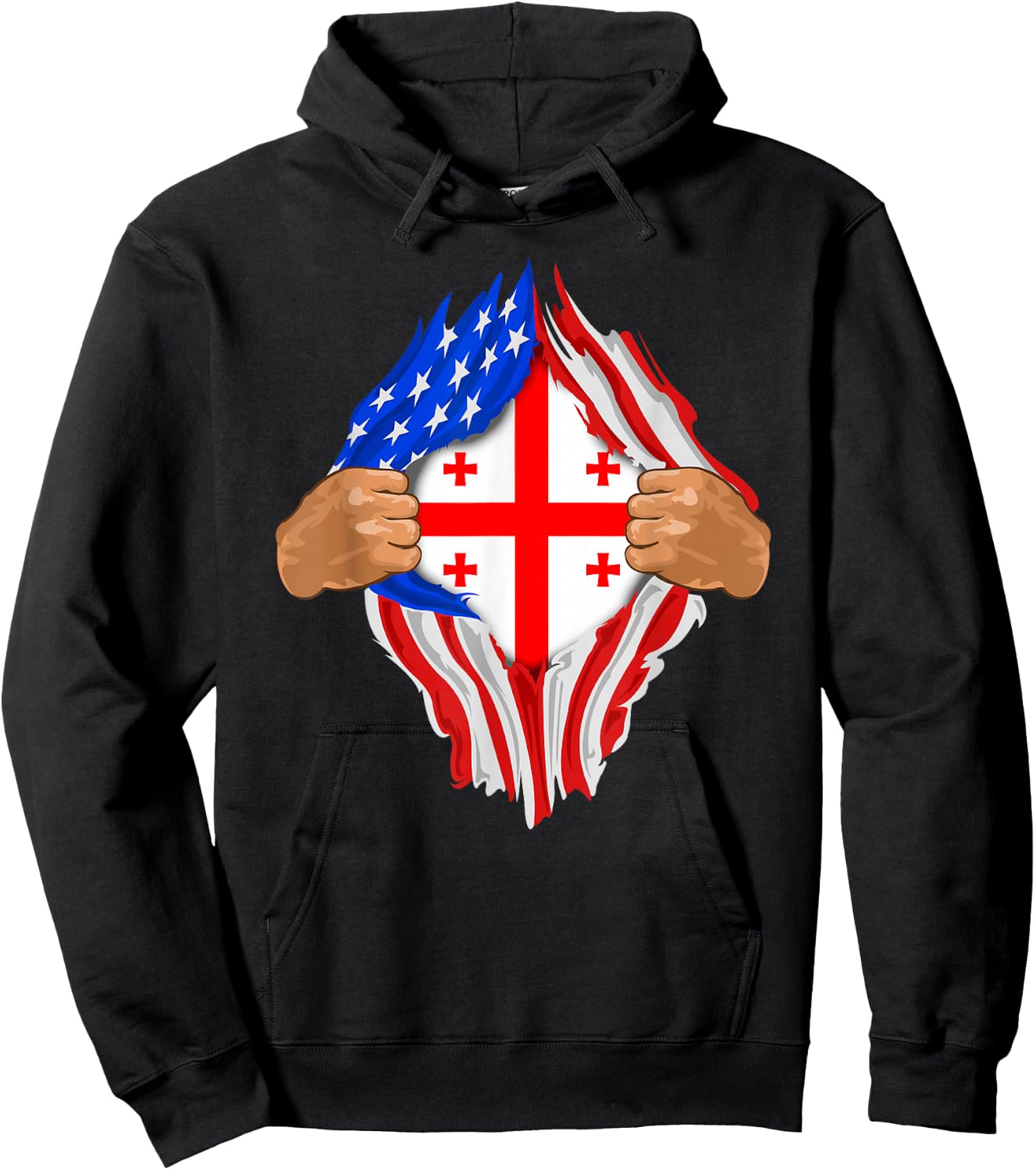 Georgian Blood Inside Me | Georgia Flag Gift Hoodie - Hoodie | Black