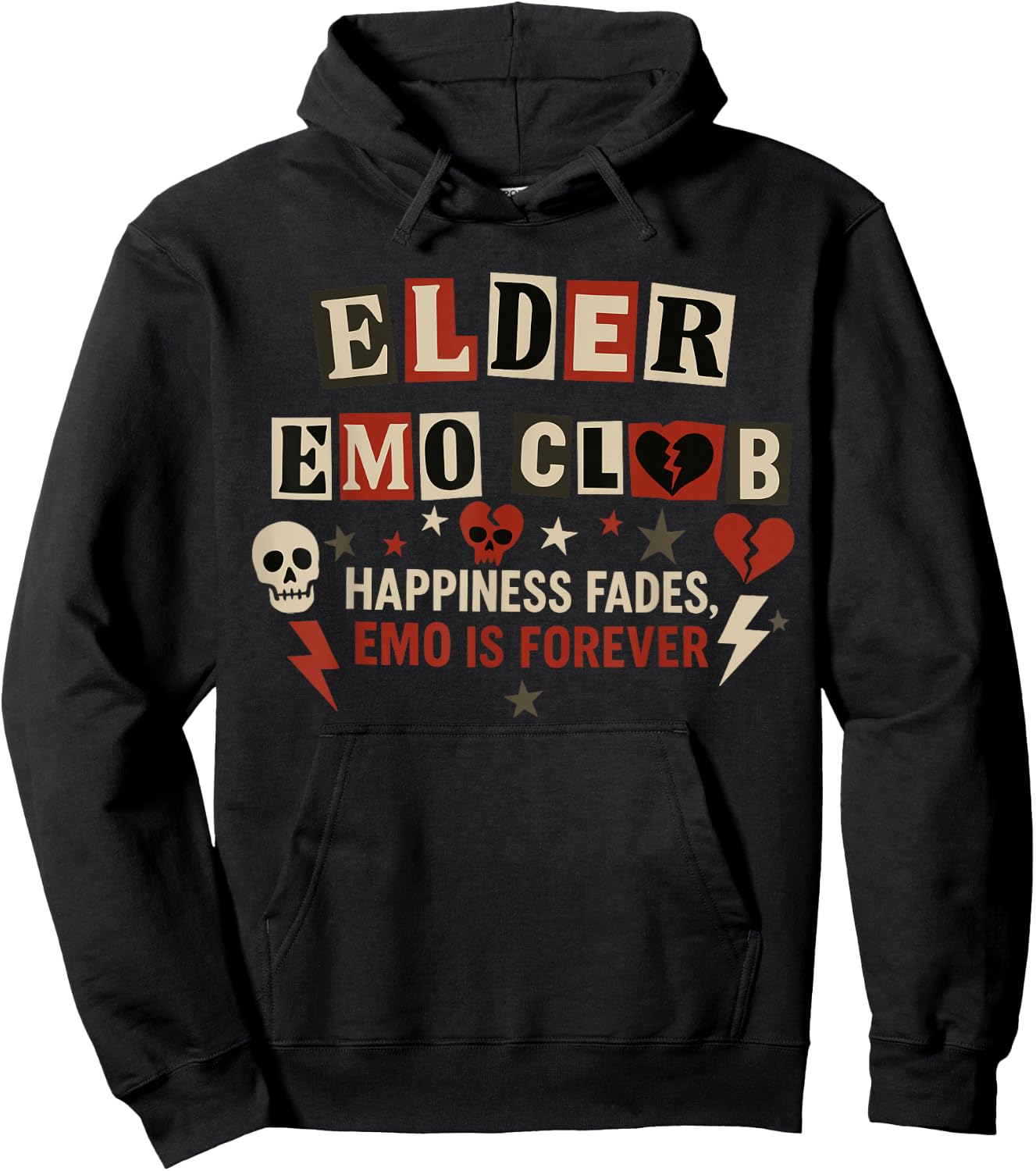 Elder Emo Club Happiness Fades Emo is Forever Retro Hoodie - Hoodie | Black