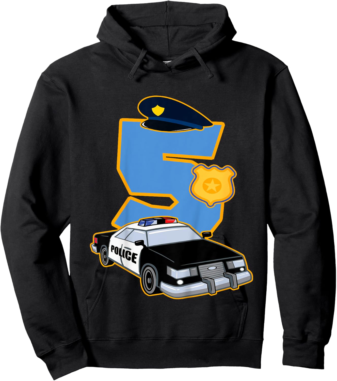 Kids 5th Birthday Police 5 Years Old Officer Car Costume Hoodie - Hoodie | Black