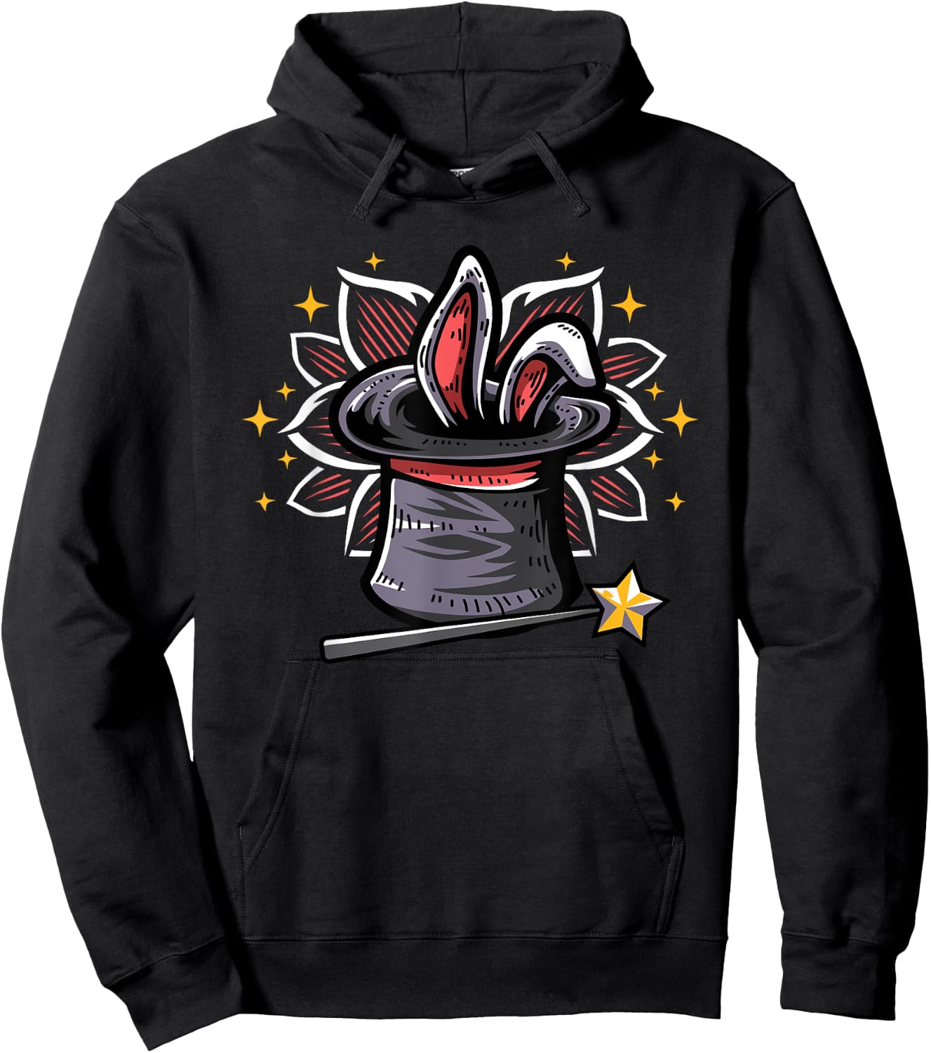 Magic Magician Hat Rabbit In A Hat Magic Wand Hoodie - Hoodie | Black