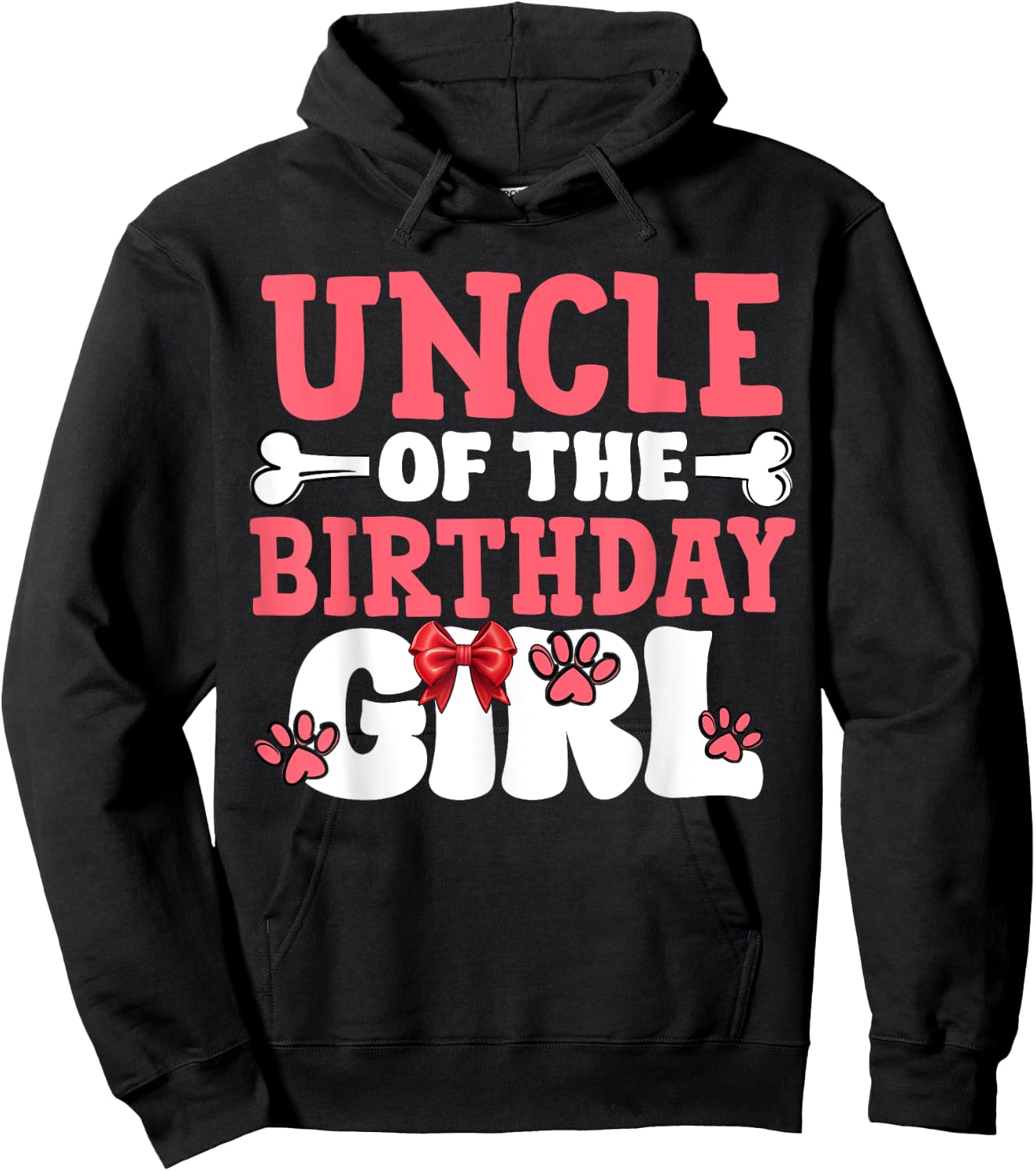 Uncle Of The Birthday Girl Dog Paw Birthday Party Hoodie - Hoodie | Black