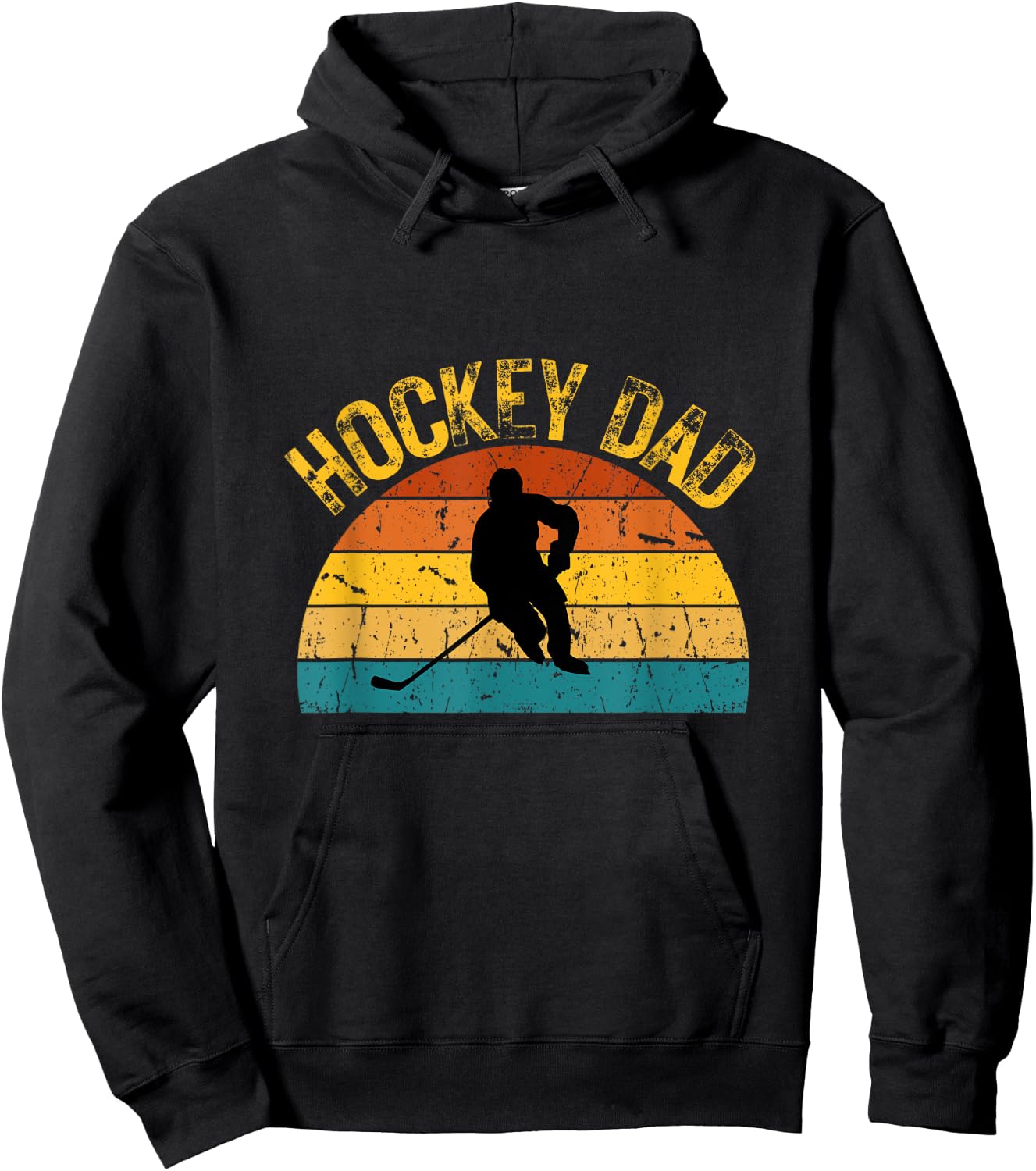 Ice Hockey Retro Vintage Player Hockey Dad Men Father Hoodie - Hoodie | Black