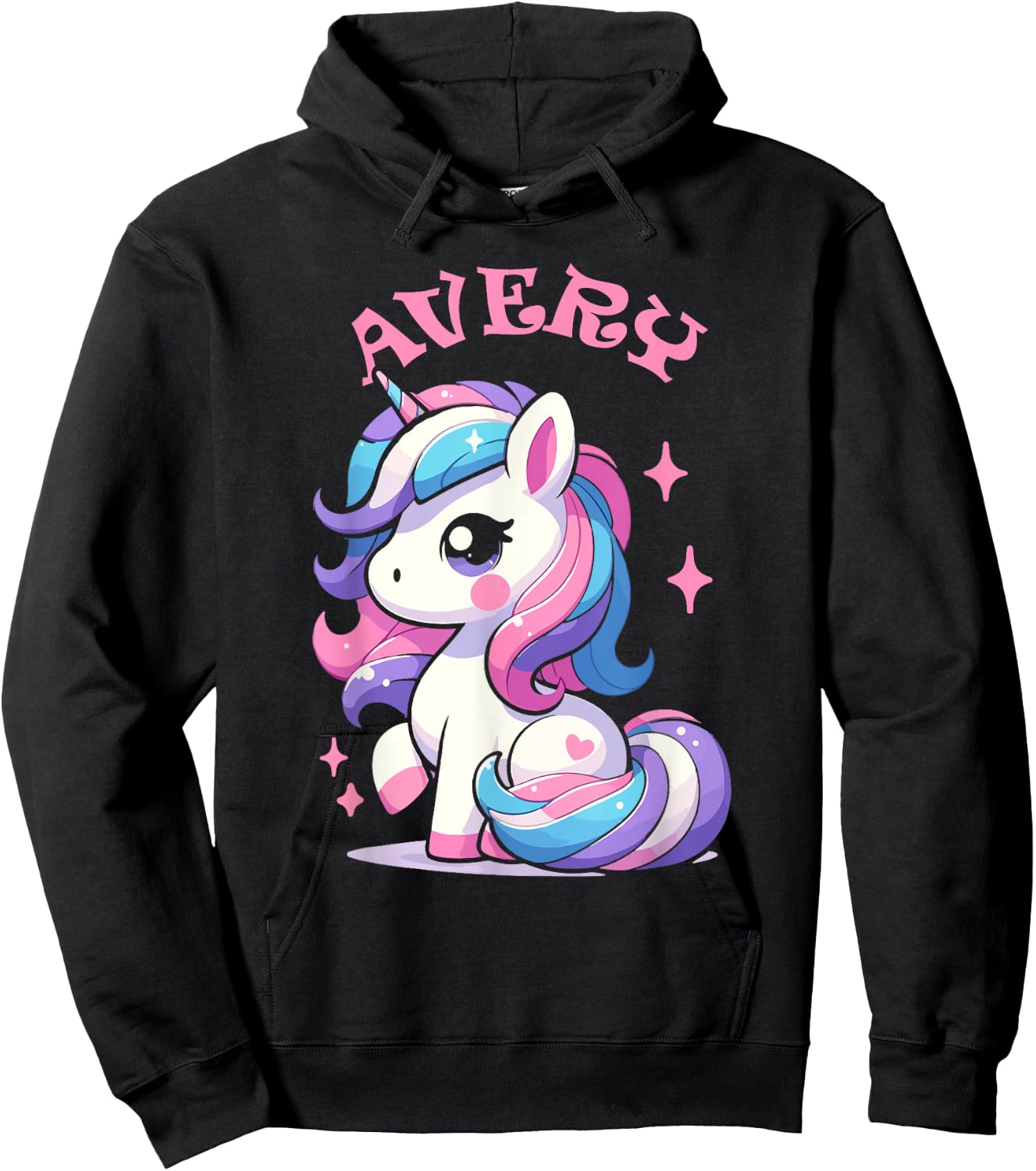 Avery Cute Unicorn Design for Girls Name Avery Hoodie - Hoodie | Black