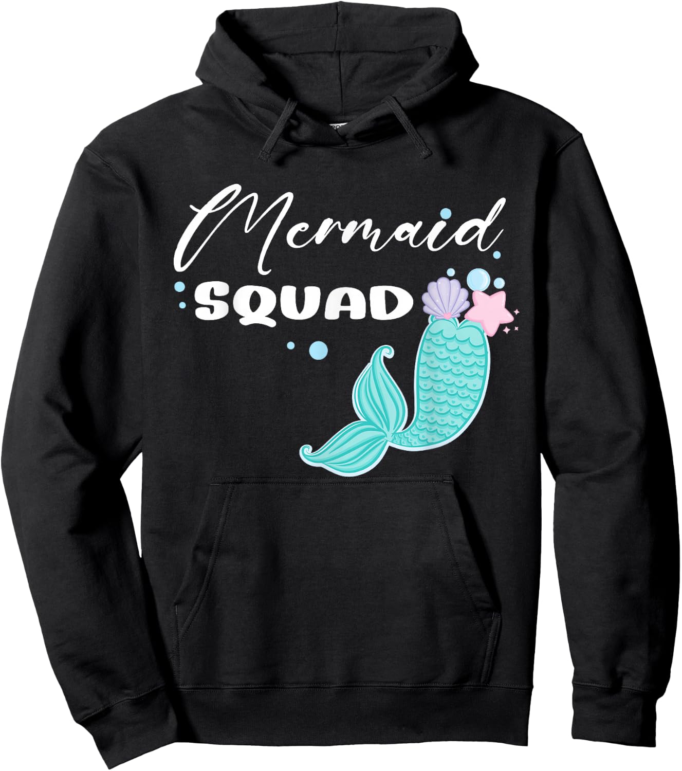 Funny Mermaid Squad Party Matching Birthday Kids Hoodie - Hoodie | Black