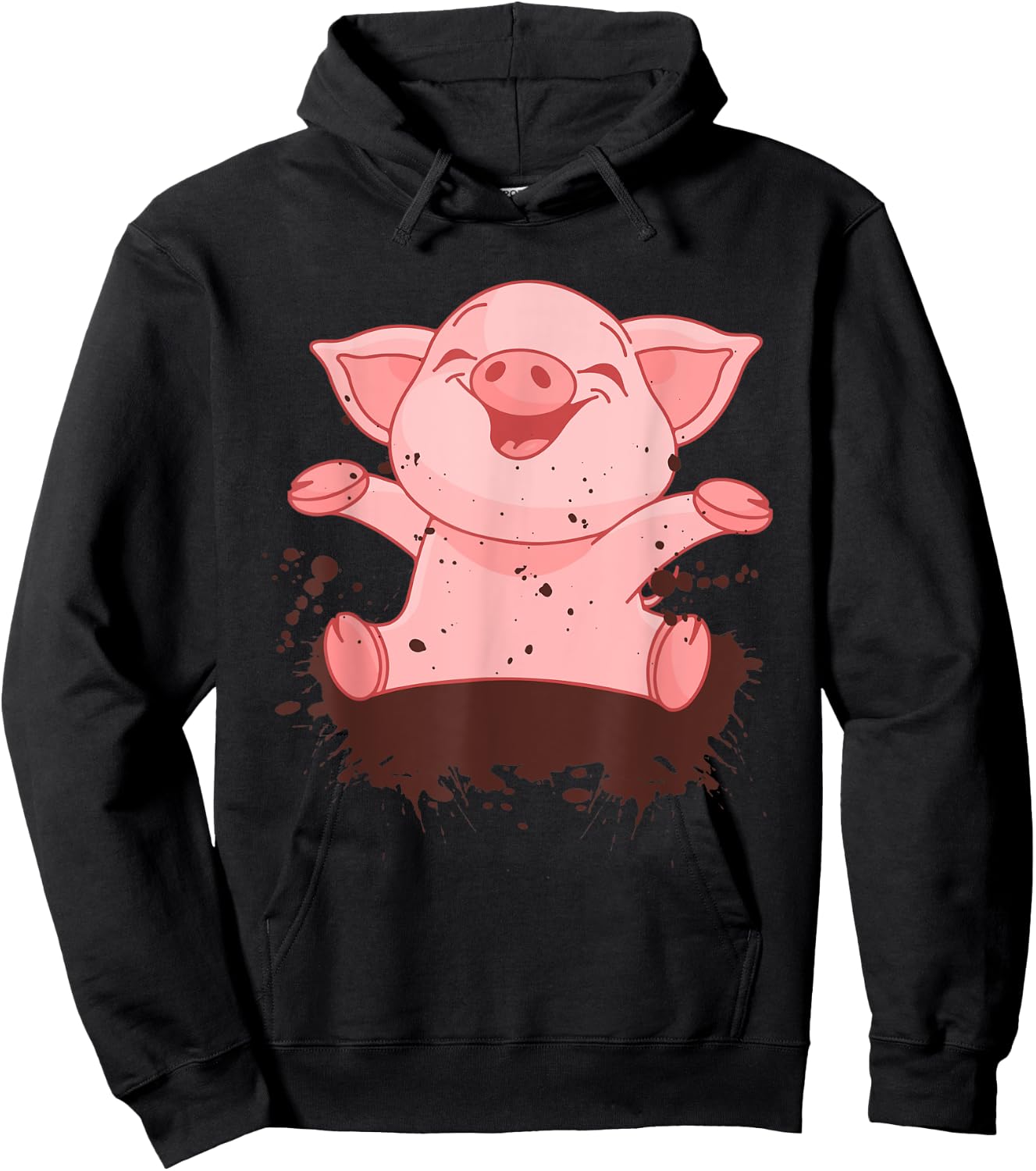 Happy Pig Playing In The Mud Funny Animal Lover Costume Hoodie - Hoodie | Black