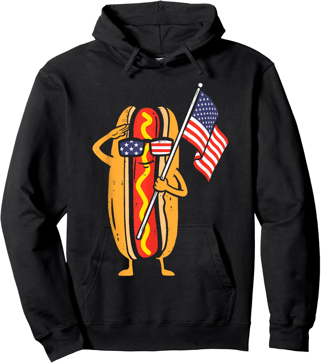 Funny Hotdog American Flag USA 4th of July Patriotic Men Hoodie - Hoodie | Black